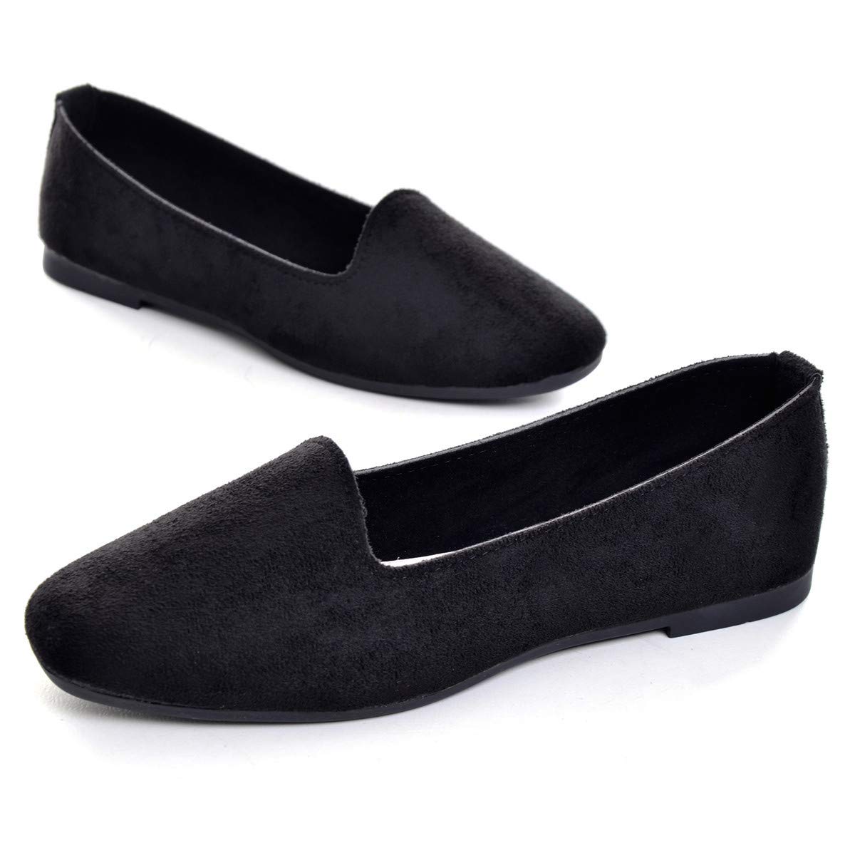 Women's Faux Suede Ballet Flats - Slip On Loafers with Round Toe for Comfort & Style | Perfect for Work, Travel & Casual Outfits