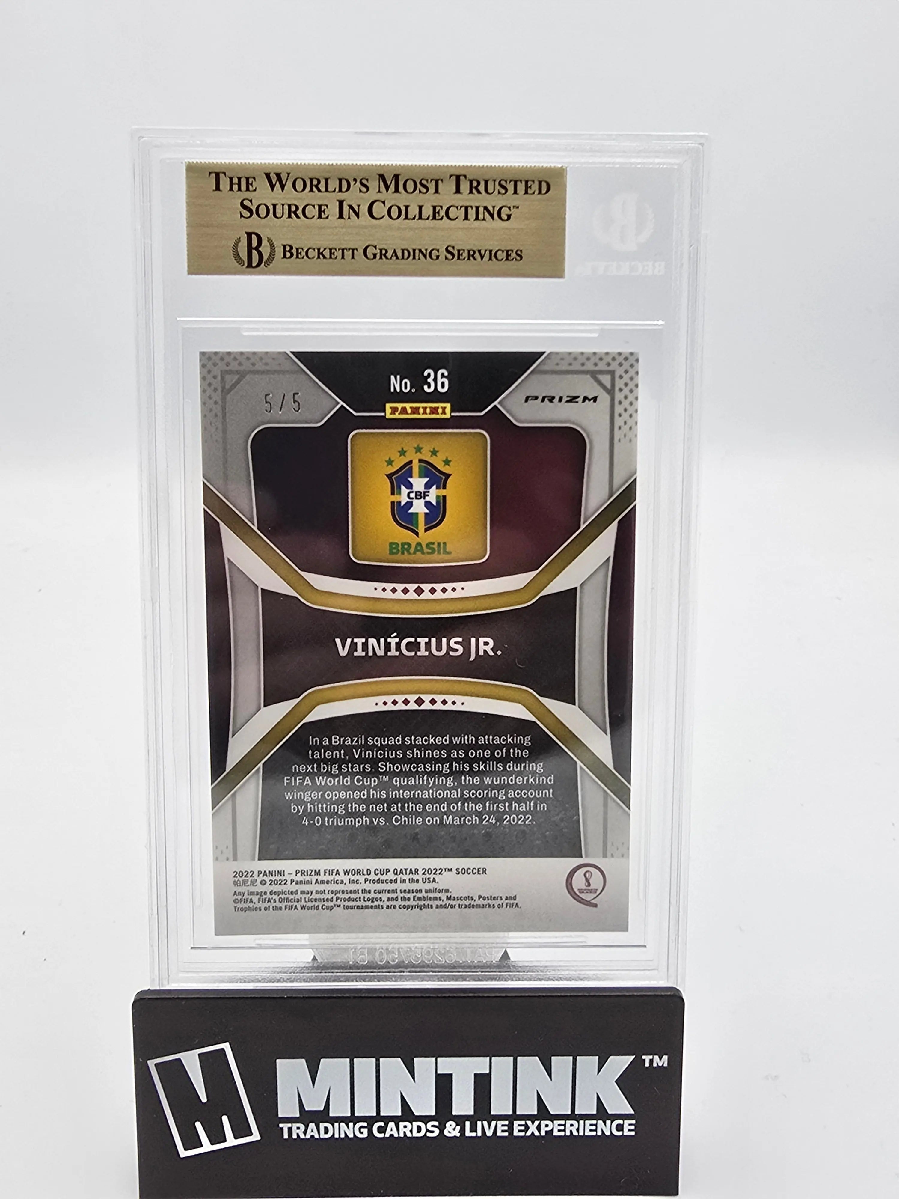 2022 Panini Prizm World Cup Vinicius Jr. Prizms Breakaway Green BGS 9.5 5/5 #36 - Rare Soccer Trading Card for Collectors & Sports Fans - Perfect for Display, Investment & Fantasy Leagues