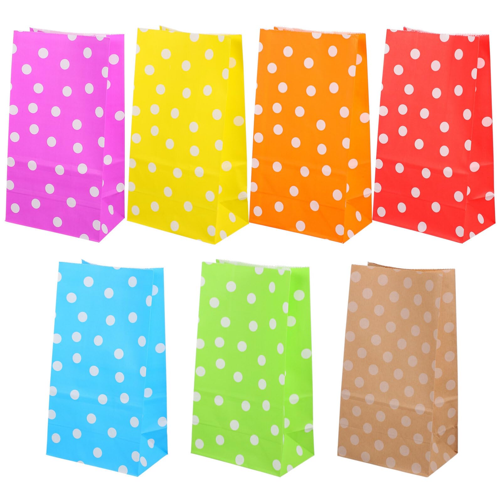 35-Piece Colorful Dot Kraft Paper Bags - Candy Treat Bags, Bread Loaf Bags, Gift Packaging - Eco-Friendly Food Storage & Party Favor Bags for Baking, Groceries, and Dining Table Decor