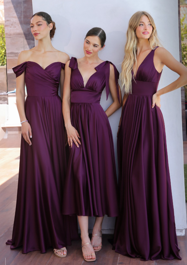 Kinsley Gown - Soft Satin A-Line Dress in Elegant Eggplant Purple | Perfect for Evening Parties, Weddings & Special Occasions