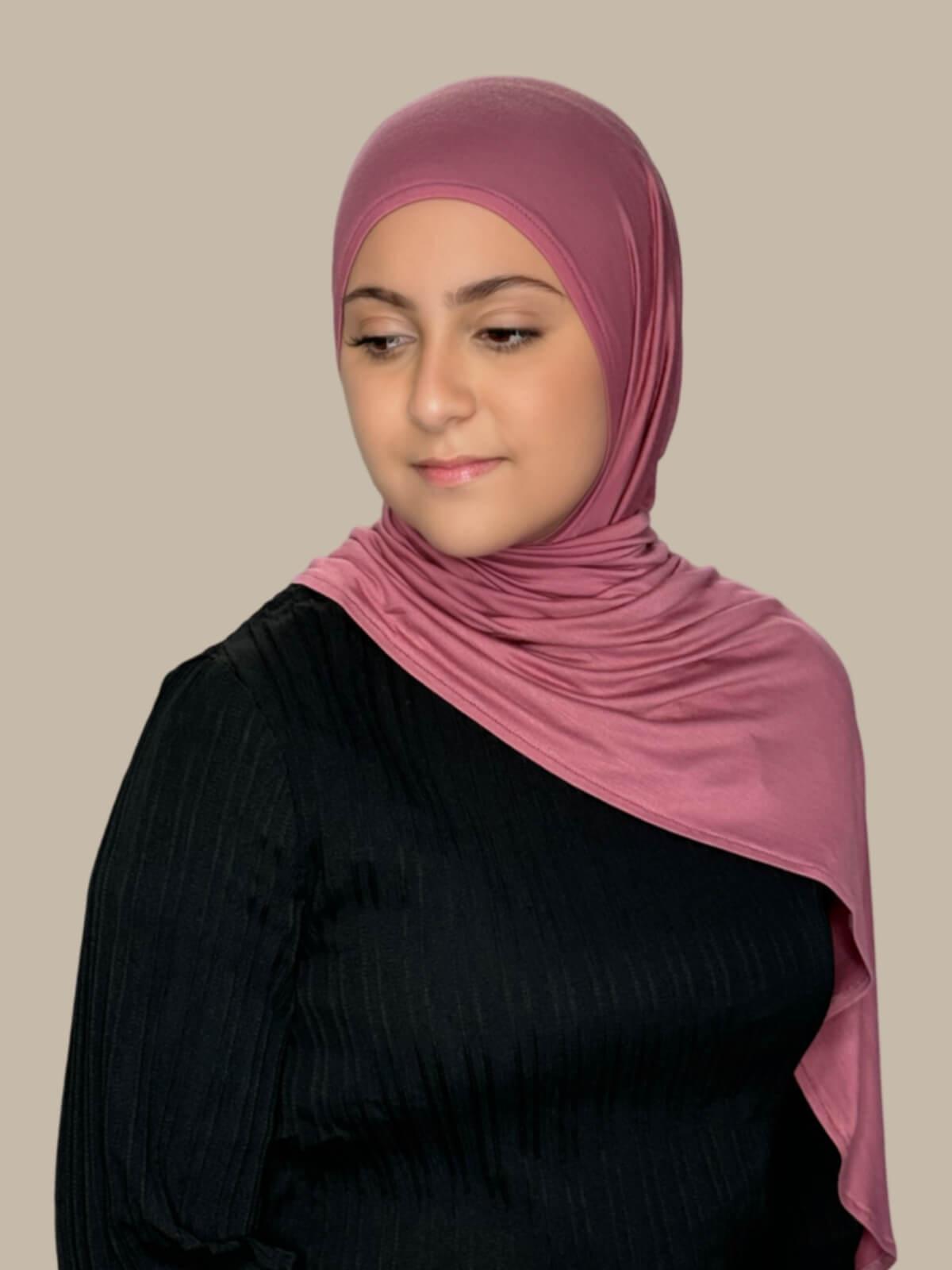 Modish Girl Pre Sewn Jersey Hijab in Pale Rose - Soft & Comfortable Muslim Headscarf for Daily Wear, Work, and Prayer