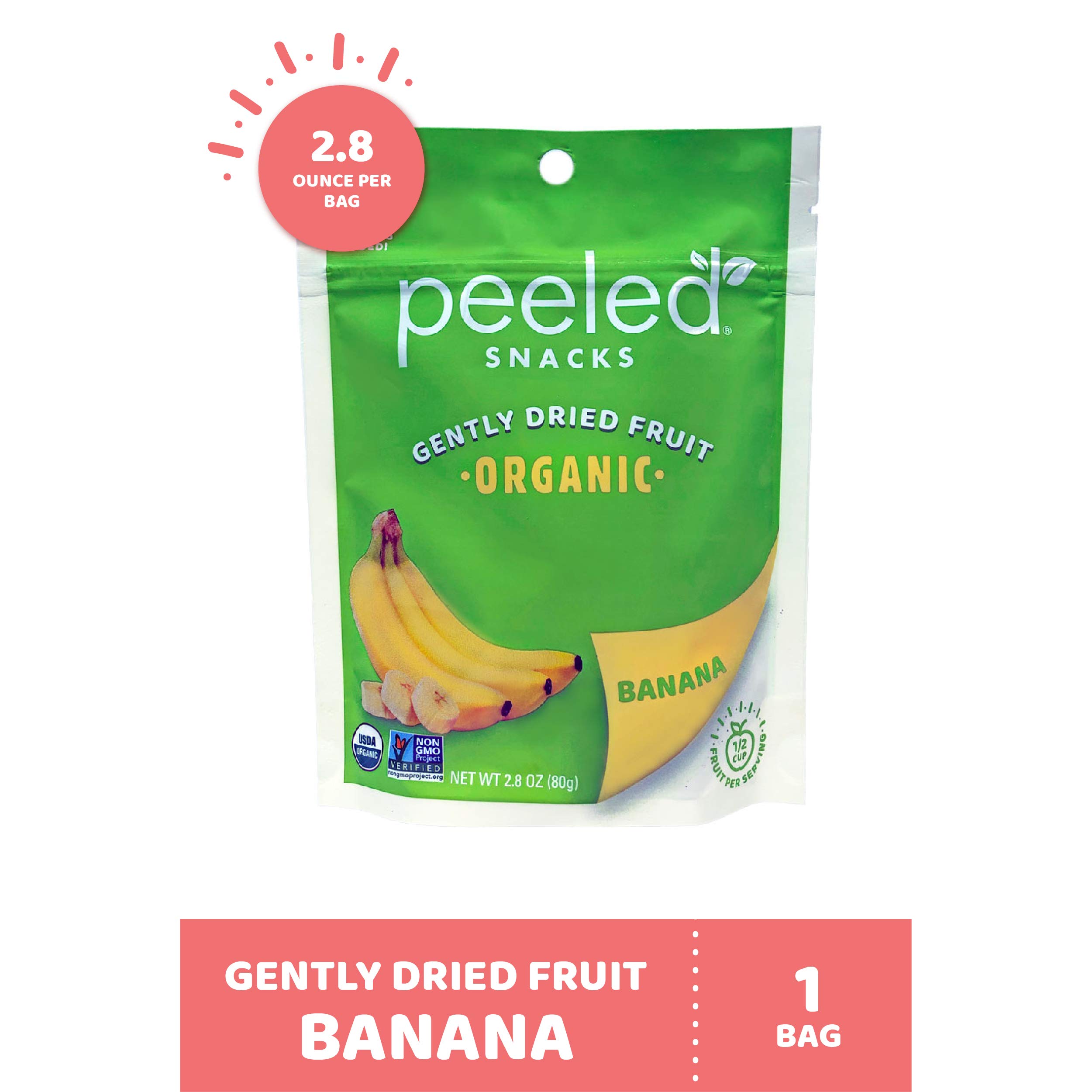 Organic Dried Banana Snacks, 2.8 oz | Vegan, Gluten-Free, Non-GMO | Healthy On-the-Go Snack for Work, School, Hiking & Travel