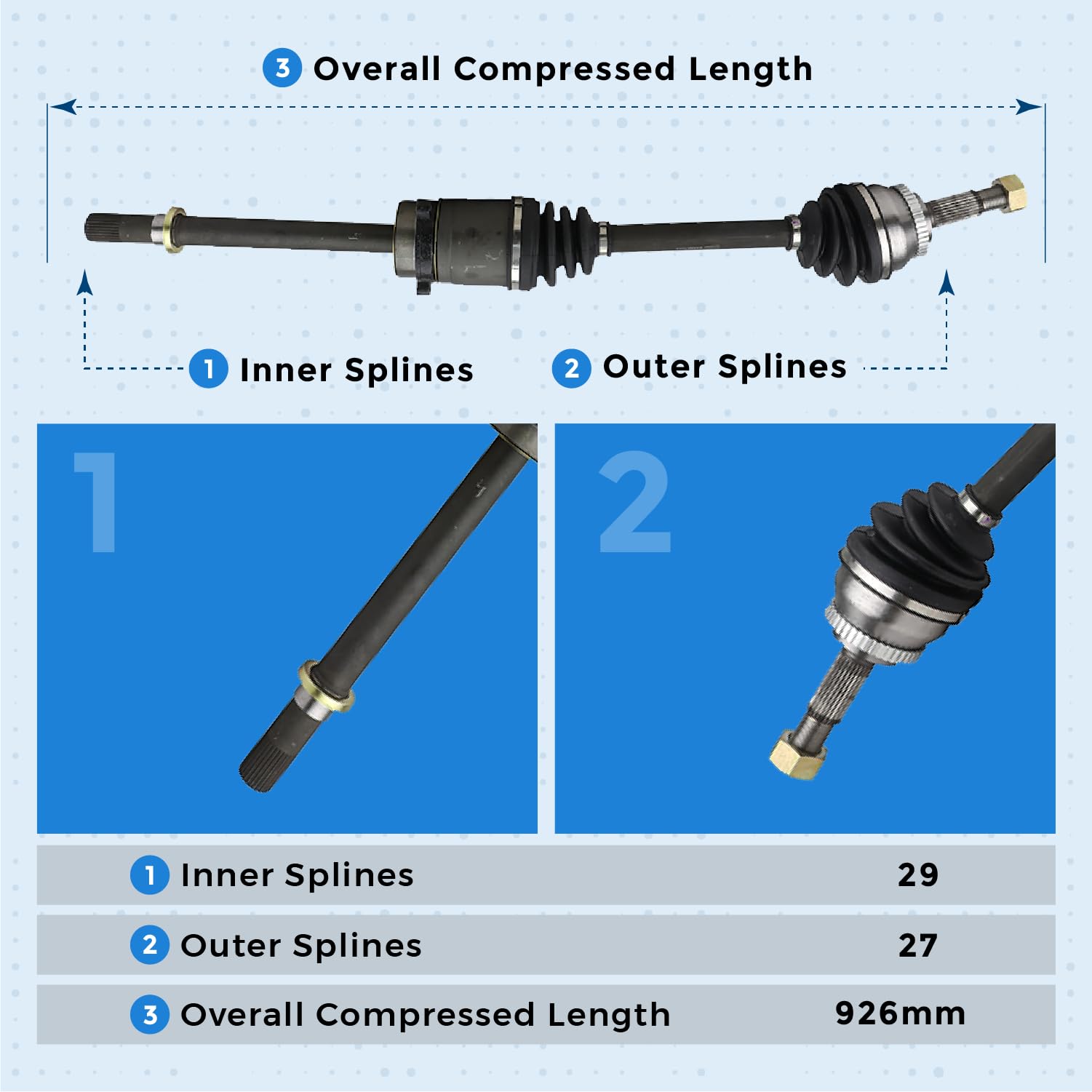 2002-2006 Nissan Sentra 2.5L Automatic Transmission Front Passenger Side CV Axle Half Shaft Assembly - Replacement Drive Shaft for Smooth Ride & Power Transfer (Perfect for City Commuting & Highway Driving)