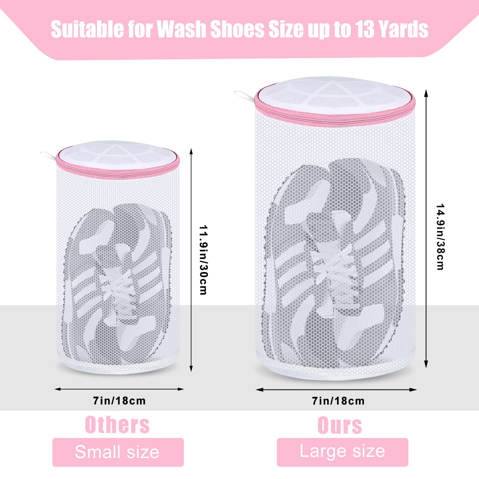Washing Machine Shoe Bags for Sneakers & Bras - Laundry Mesh Bags for Shoes Up to Size 13 - Protect Footwear & Delicates in Washer & Dryer - Perfect for Gym, Travel & Home Laundry Care