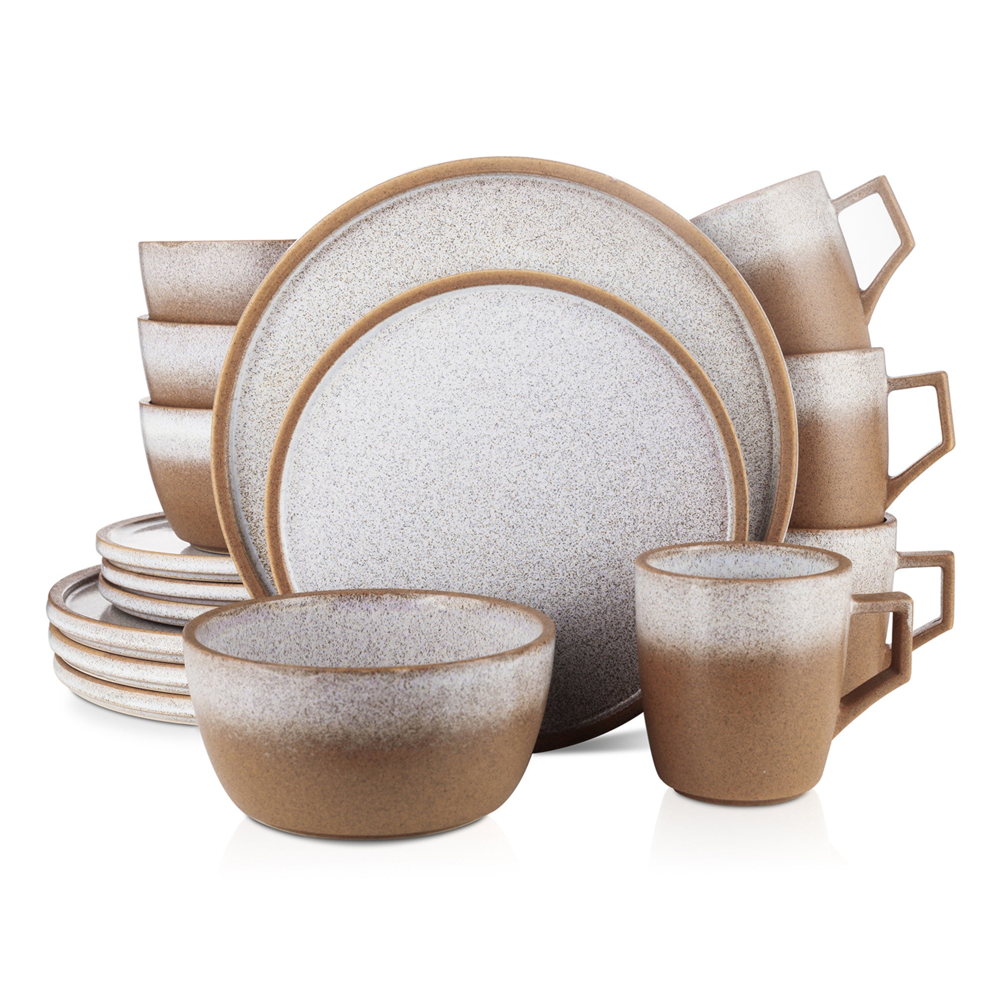 Premium Vince Stoneware Dinnerware Set - Elegant Brown 12-Piece Set for Everyday Dining & Entertaining | Durable Stoneware Plates, Bowls & Mugs | Perfect for Family Dinners, Parties & Restaurant-Style Meals at Home