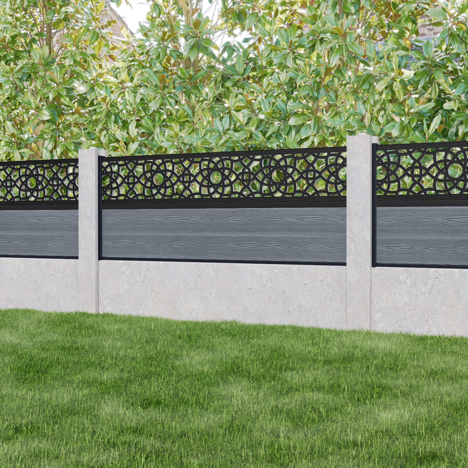 Classic Anthracite Ambar Fence Panel for Concrete Posts - Durable Garden Fencing for Privacy and Security