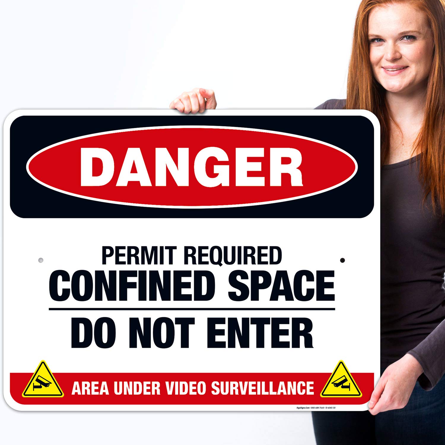 Danger Permit Required Confined Space Do Not Enter Sign - OSHA Compliant 24x30 Inches Rust-Free .063 Aluminum Safety Sign - Fade Resistant for Indoor/Outdoor Use - Made in USA - Perfect for Construction Sites, Warehouses & Industrial Facilities