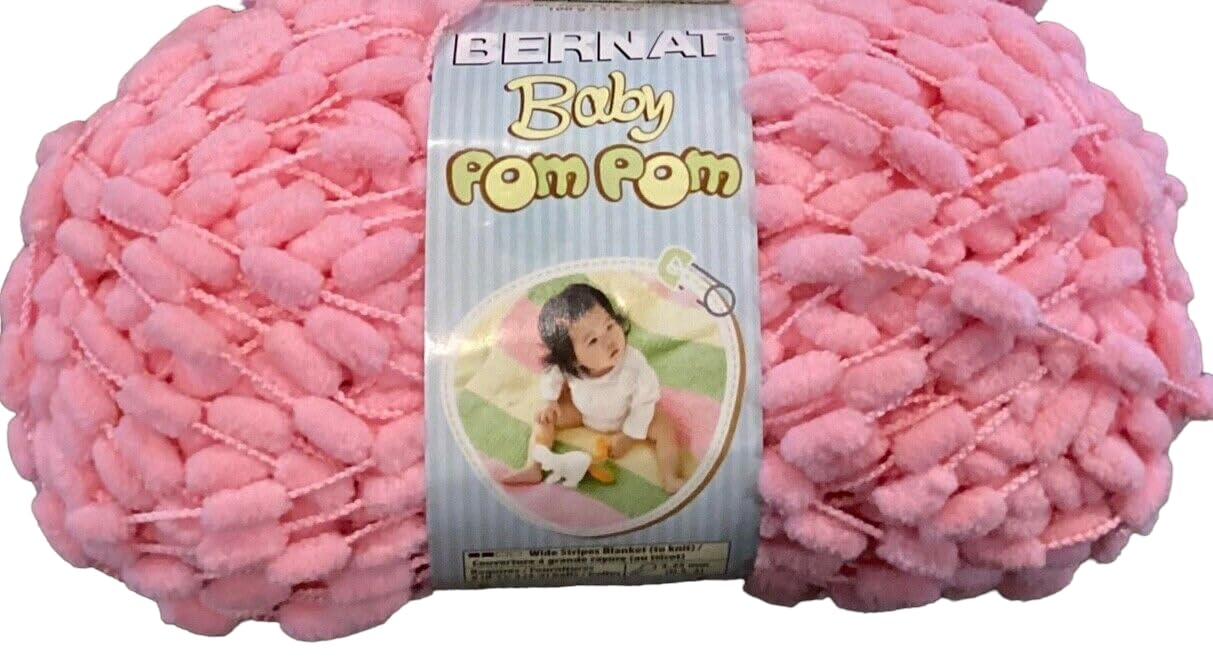 Bernat Baby Pom Pom Yarn (22200) Candy Floss Pink - Soft Baby Blanket Yarn for Knitting & Crocheting - Perfect for DIY Baby Gifts, Blankets, and Hats