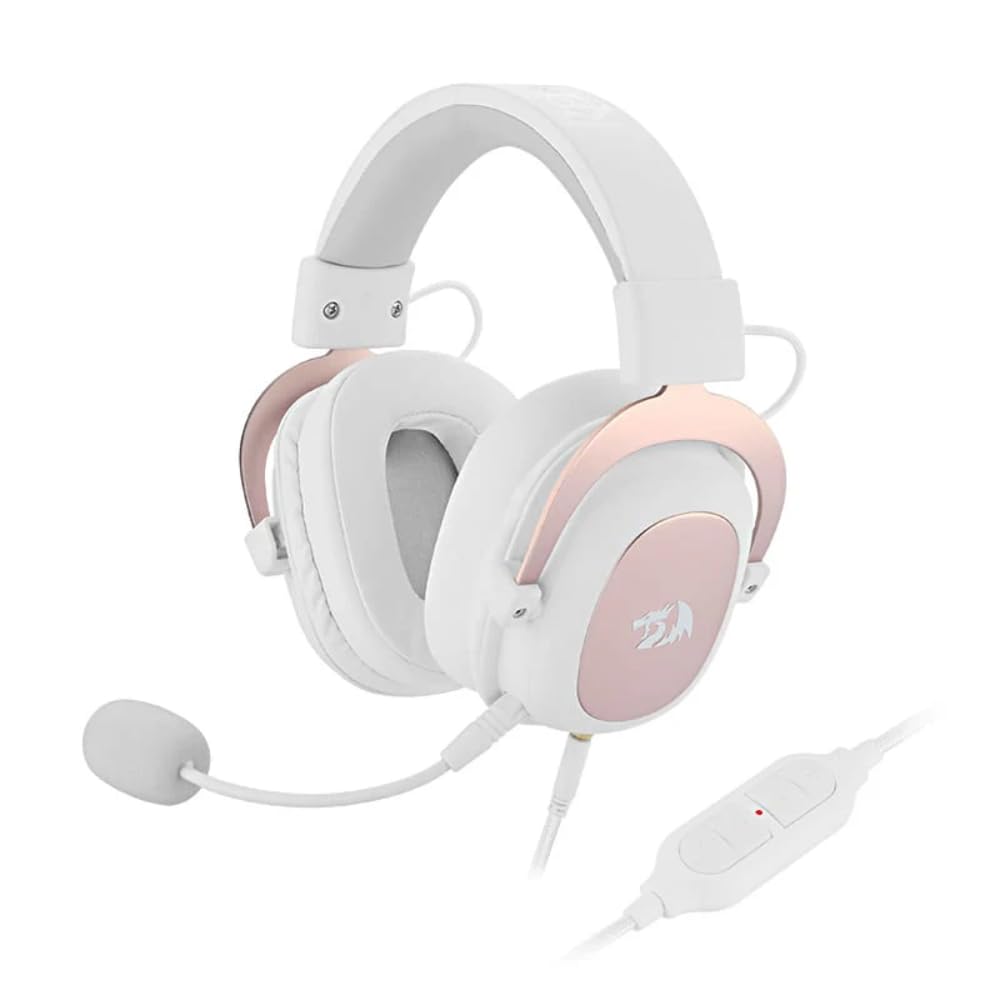 Redragon H510W ZEUS 2 WHITE Wireless Gaming Headset with High Definition Audio & Powerful Bass - Comfortable White PC Headphones with Microphone for PS4, Computer - 7.1 Surround Sound & Downloadable Software - Perfect for Gaming, Streaming & Online Meetings