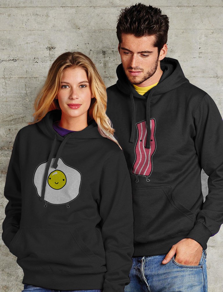 Funny Matching Couples Hoodies - Bacon & Eggs Valentine's Day Gift for Him & Her | Perfect for Anniversaries, Date Nights & Couple Photoshoots