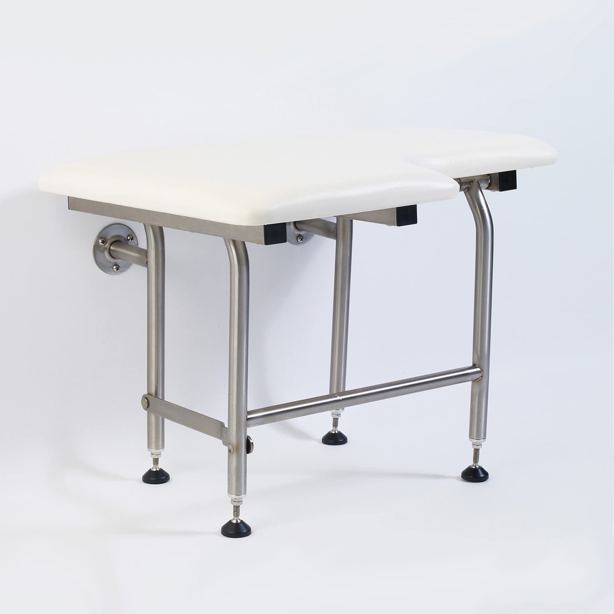 Heavy Duty Padded Shower Seat with Legs - 600lb Capacity ADA Compliant Stainless Steel Shower Chair for Elderly & Disabled - Foldable Wall Mounted (32