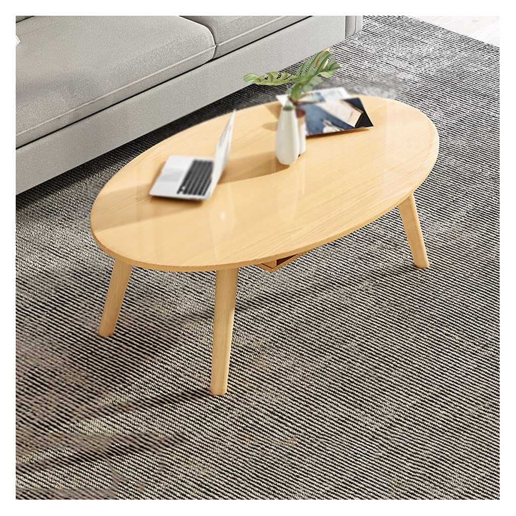 Modern Oval Coffee Table - Beige Cocktail Table for Living Room, Bedroom & Bay Window - Stylish Tea Table & Compact Desk for Small Spaces - Perfect for Home Decor & Relaxing