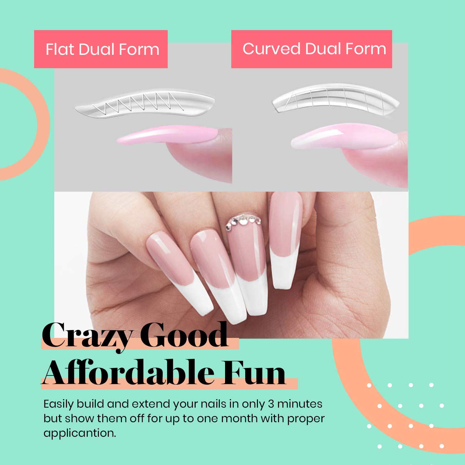 Beetles 6PCS Poly Nail Gel Kit with Nail Drill - French Manicure & Nail Extension for Professionals