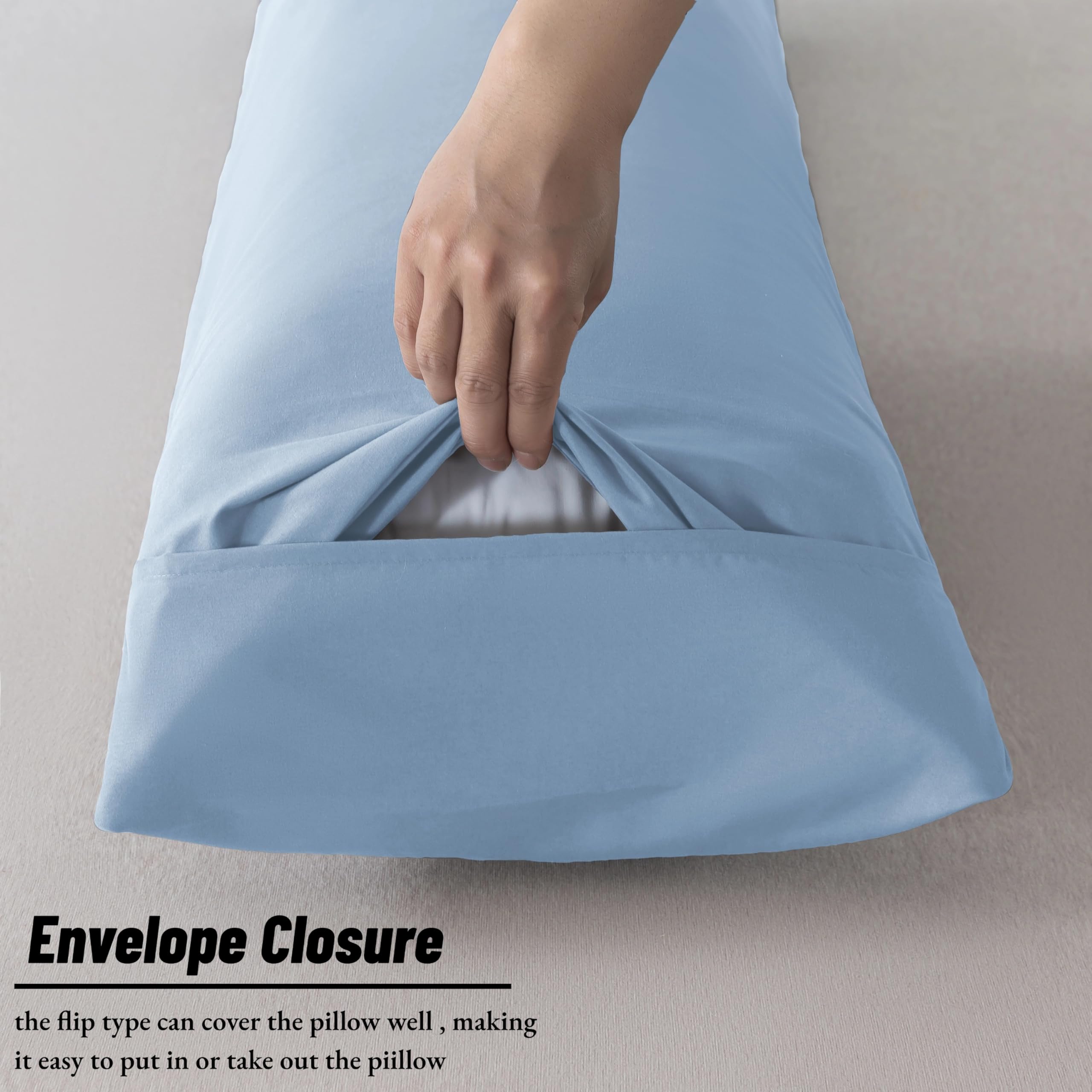 **Ubauba Memory Foam Body Pillow for Adults - 20x54 Inch Full Size Long Bed Pillow with Removable Cover, Firm & Fluffy Support for Side Sleepers, Back Pain Relief - Perfect for Sleeping, Lounging & Pregnancy Comfort (Blue)**