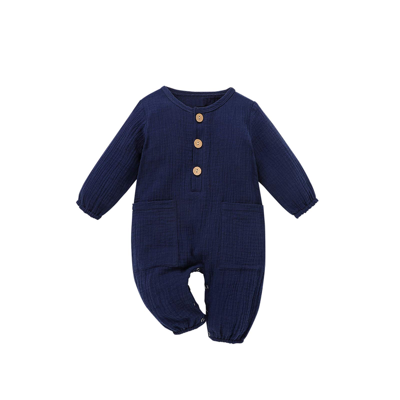 Breathable Linen Cotton Romper Jumpsuit for Newborn Baby Boys & Girls - Summer Outfits with Pockets | Perfect for Playdates, Beach Trips & Family Photos