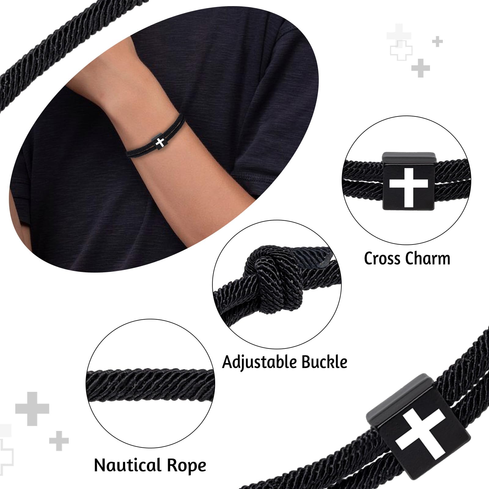 Inspirational Joshua 1:9 Cross Bracelet - Christian Gifts for Baptism & Confirmation - Easter Basket Stuffers for All Ages