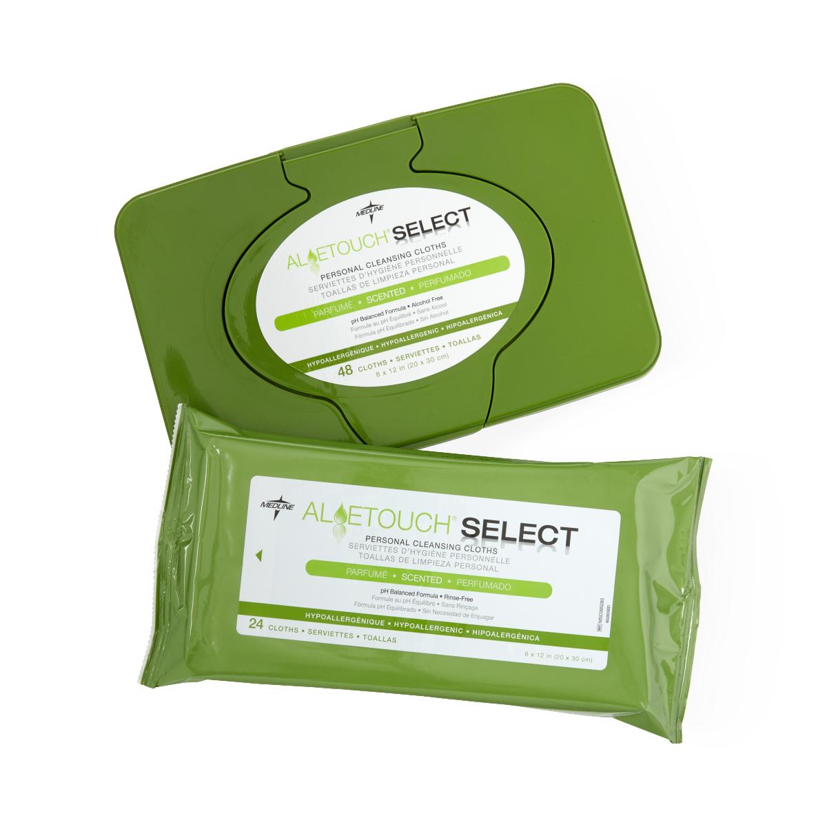 AloeTouch SELECT Premium Spunlace Personal Cleansing Wipes - Hypoallergenic & Moisturizing Facial & Body Wipes for Travel, Gym, and On-the-Go Hygiene