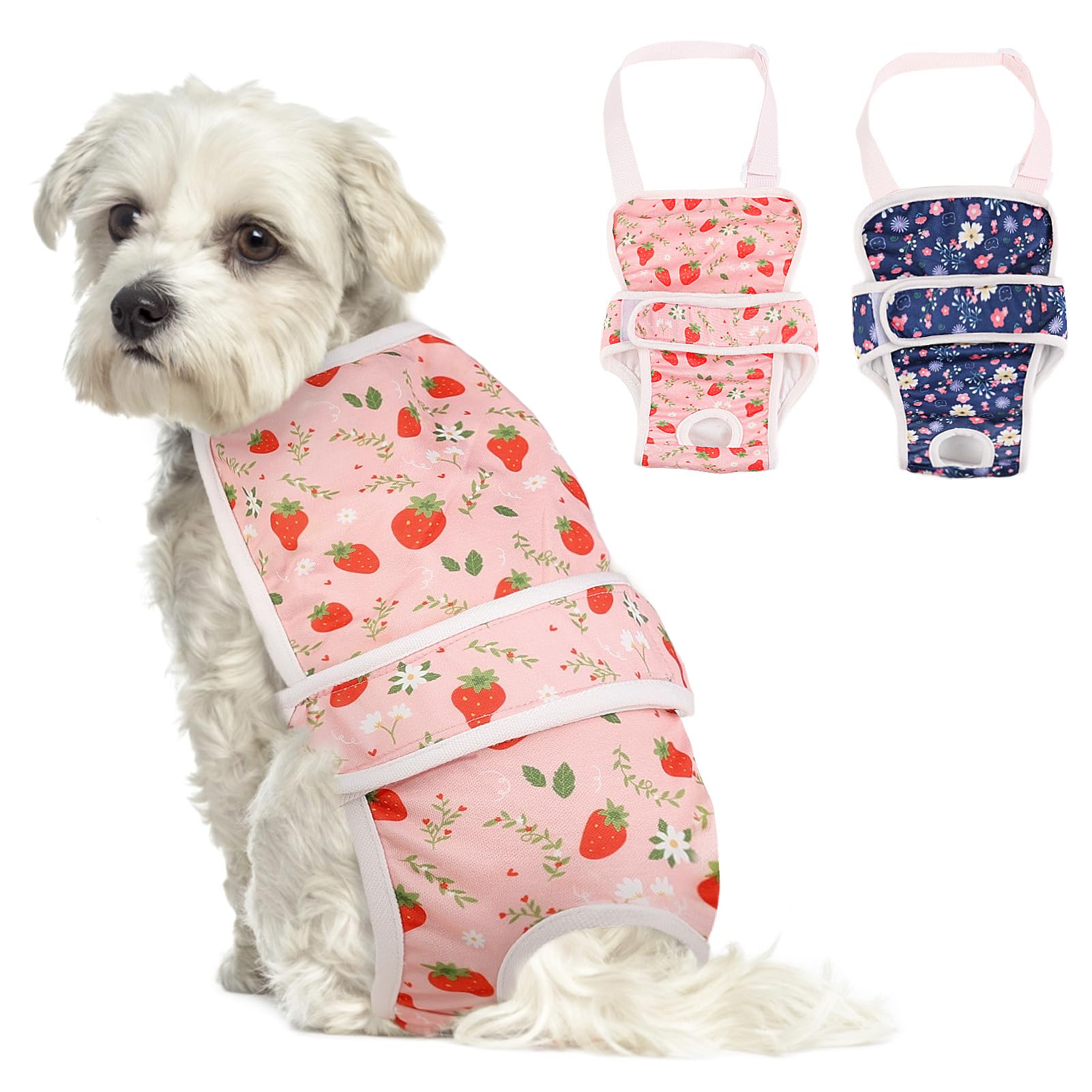 ASENKU 2 Pack Washable Female Dog Diapers - Reusable Pet Panties for Small Dogs in Heat, Period & Incontinence | Perfect for Indoor Protection, Travel & Nighttime Use