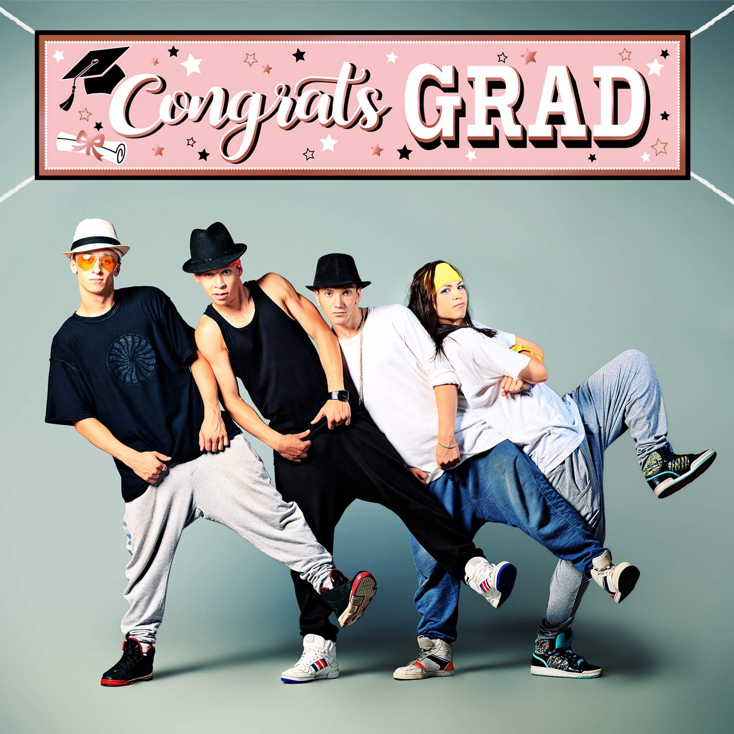 2025 Rose Gold Graduation Banner - Congrats Grad Party Decorations Fabric Backdrop for High School & College Graduates - Perfect for Graduation Ceremonies, Photo Booths & Home Decor