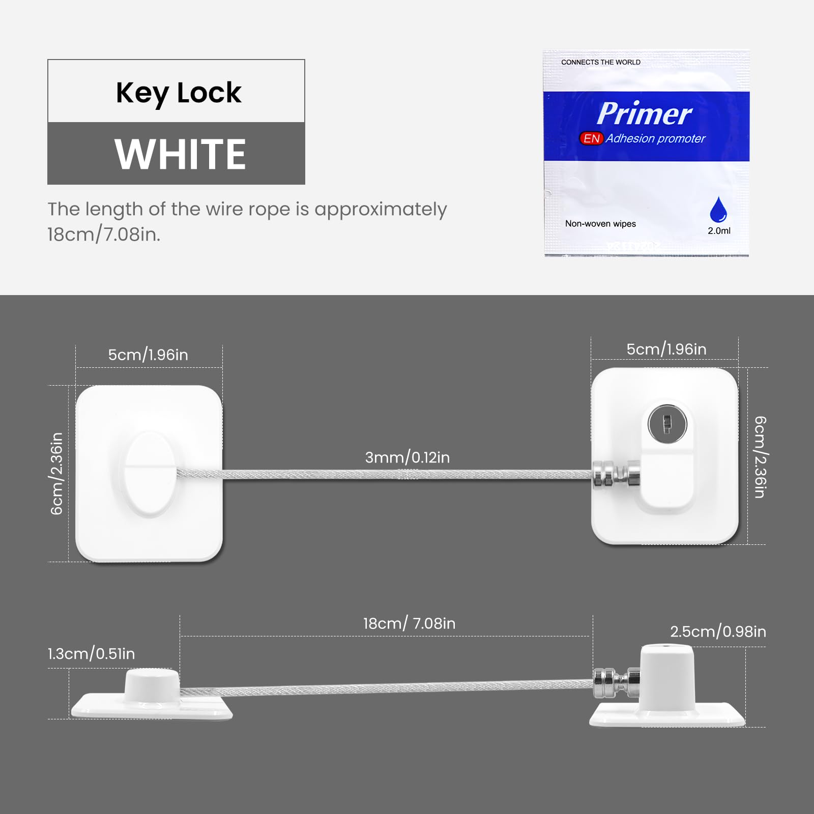 Child Proof Refrigerator Door Lock - No Drill Baby Safety Locks for Kitchen, Freezer, Cabinets, Drawers, Oven & Closets - Easy Install White Square Design (1 Pack) - Perfect for Childproofing Homes with Toddlers