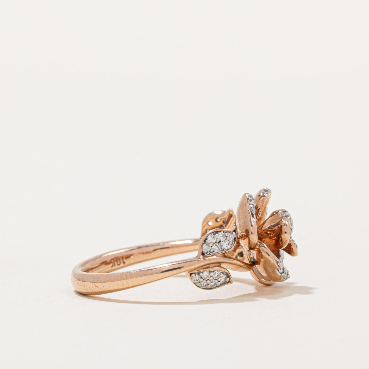 Disney Diamond Rose Ring for Women - 0.15ctw Genuine Diamond Rose Gold Plated Ring - Size 6.75 - Perfect for Valentine's Day Gifts, Anniversary Presents & Special Occasions