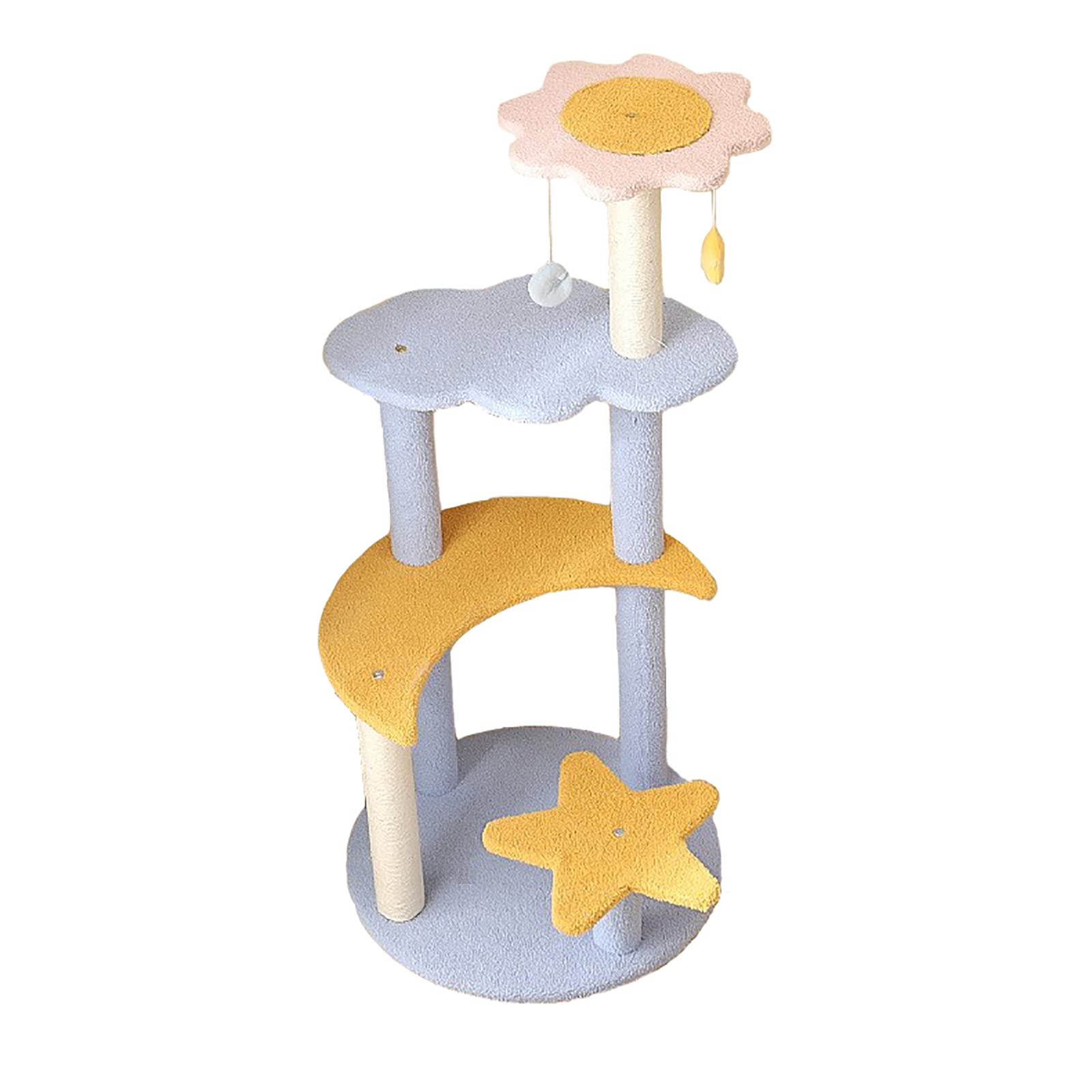 Starry Sky Cat Tree - 4-Level Space Design with 2 Hanging Toys, Multi-Cat Friendly & Soft Plush Covering - Perfect for Indoor Play, Climbing & Napping for Cats