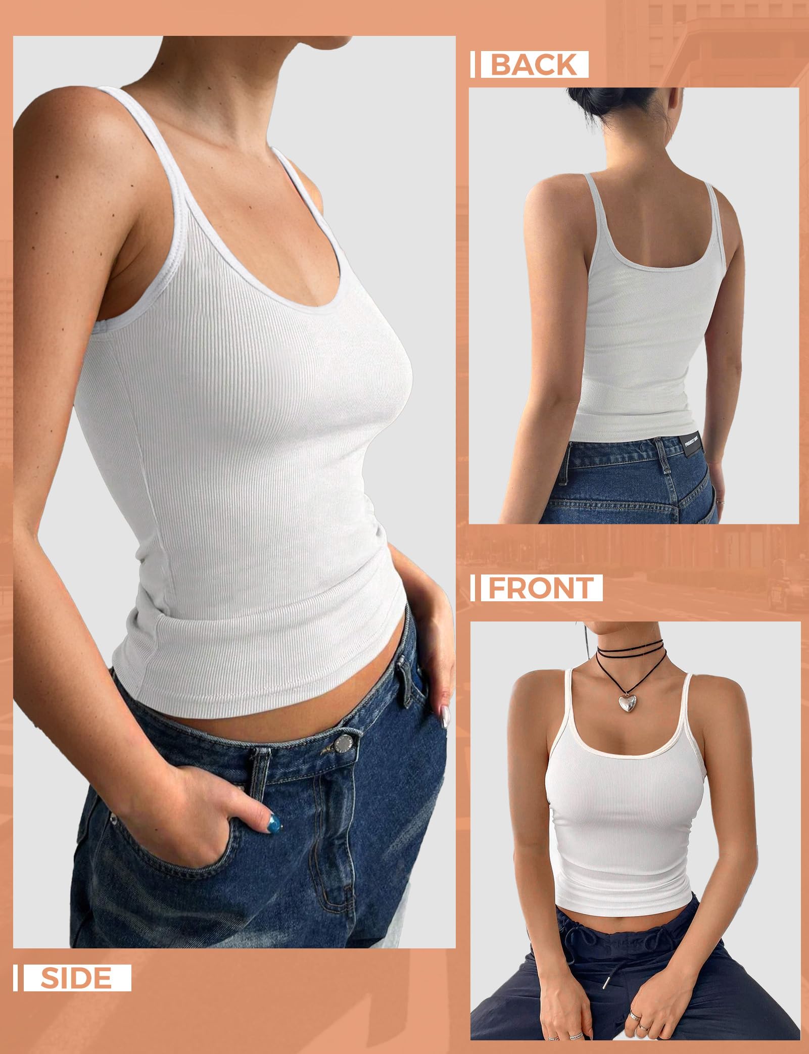 Women's Ribbed Sleeveless Crop Tank Tops - Scoop Neck Basic T-Shirts for Casual Wear, Gym, Beach & Summer Outfits
