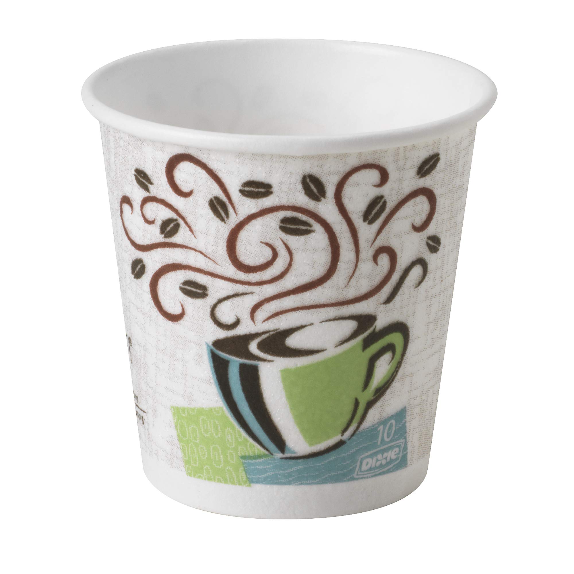 GP PRO Dixie PerfecTouch 10 oz Disposable Paper Coffee Cups - Coffee Haze Design (1000 Count, 20 Sleeves of 50) for Office, Cafes & Home Use - Perfect for Hot Beverages & Coffee Breaks