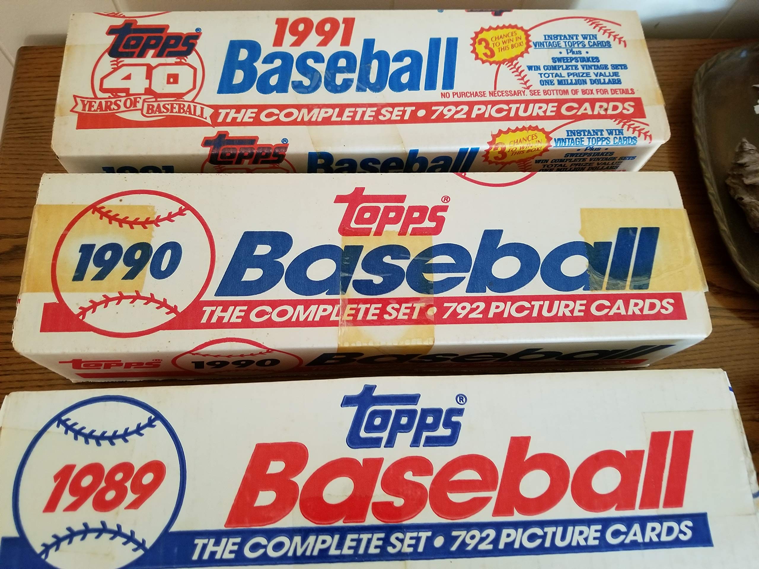 Vintage 1989-1991 Topps Baseball Card Complete Factory Sealed Sets (Lot of 3) - Includes Chipper Jones Rookie Card - Perfect for Collectors, Investors & Sports Memorabilia Enthusiasts - Great Gift for Baseball Fans & Card Collectors