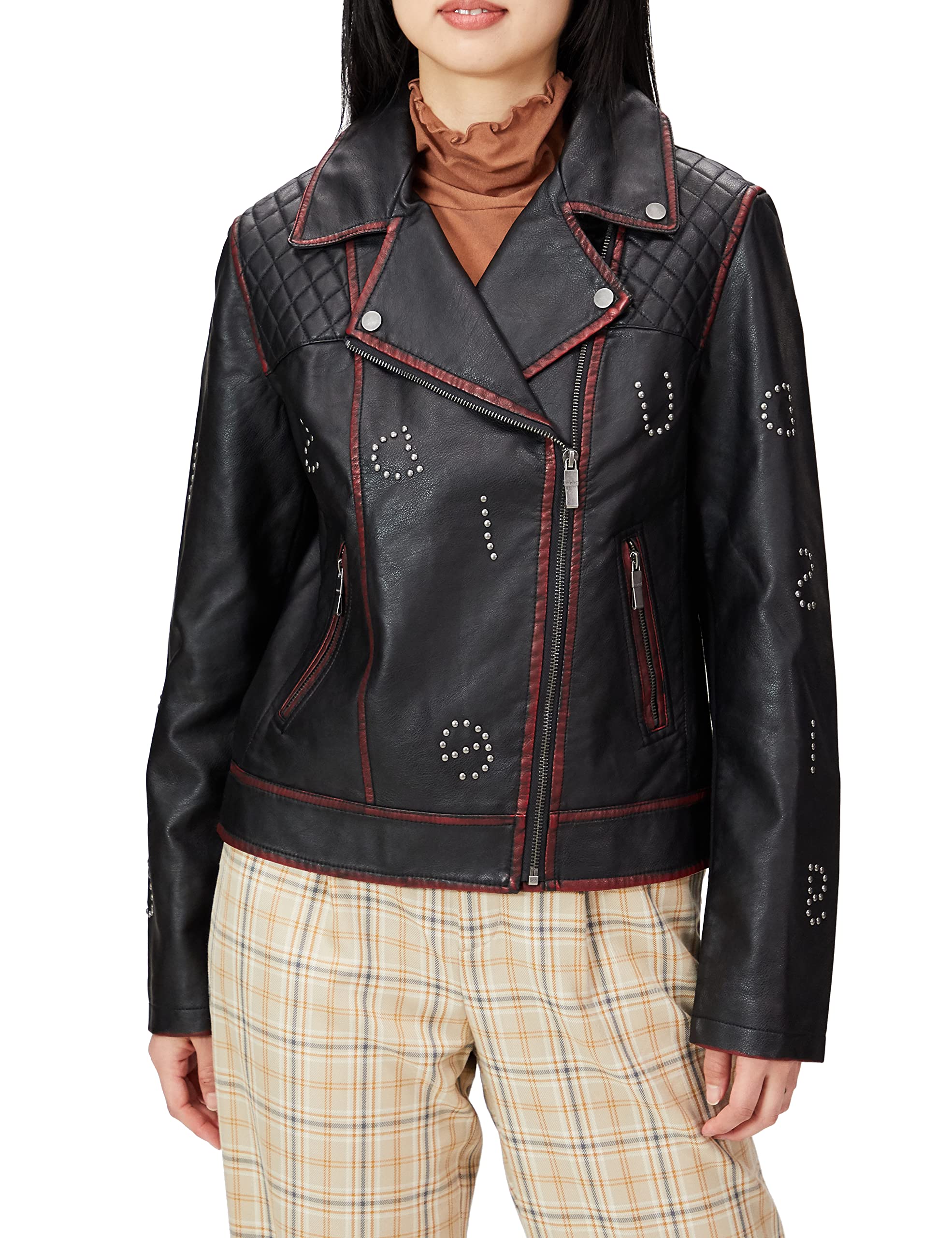 Desigual Women's PU Leather Coat - Stylish Faux Leather Jacket for Women | Water-Resistant & Lightweight | Perfect for Fall, Winter & Outdoor Activities