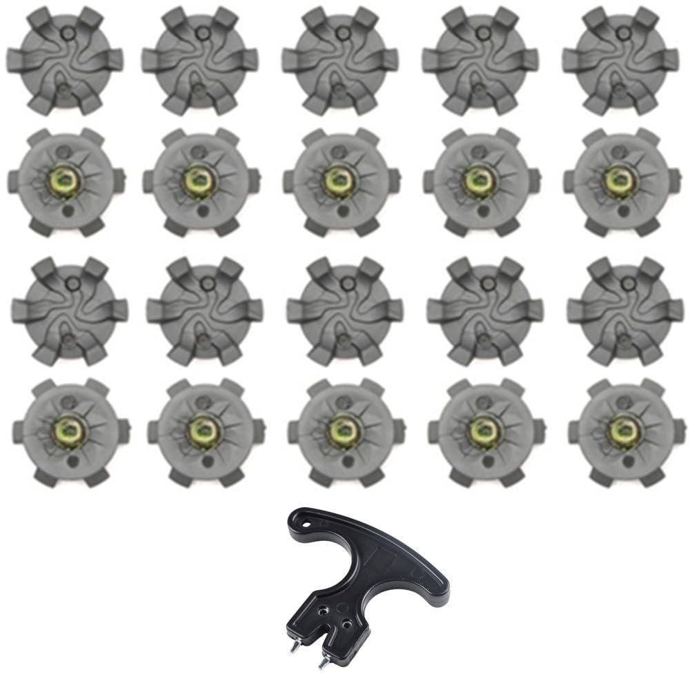 CuiCanfla 20-Piece Golf Shoe Spikes Set - Metal Screw Studs & Rubber Cleats with Removal Tool | Anti-Skid Replacement Spikes for Golf Shoes | Perfect for Wet Grass & Course Conditions