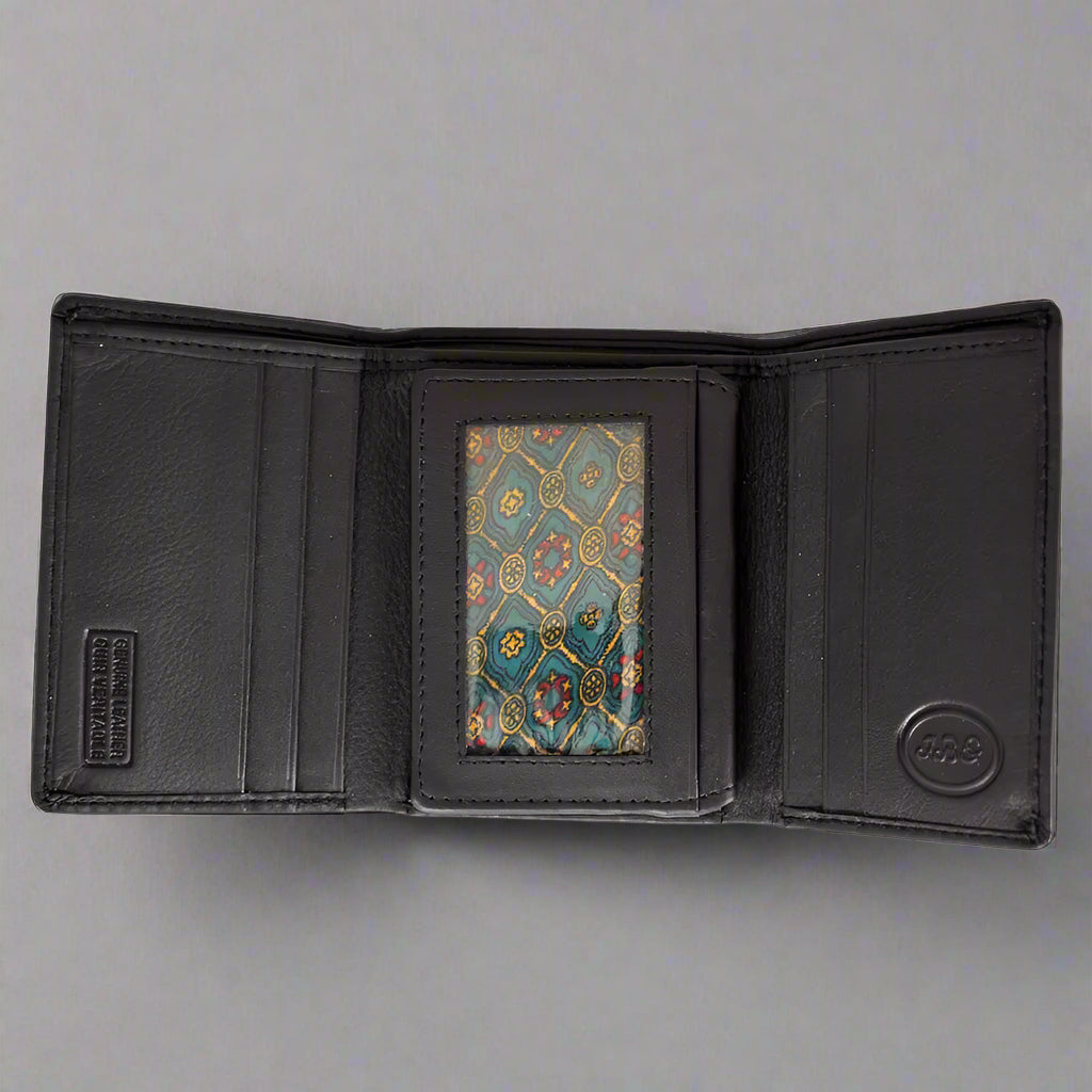 Premium Men's Flip Up Trifold Leather Wallet RFID Blocking - Slim Bifold Wallet for Cash & Cards - Perfect for Business, Travel & Everyday Use