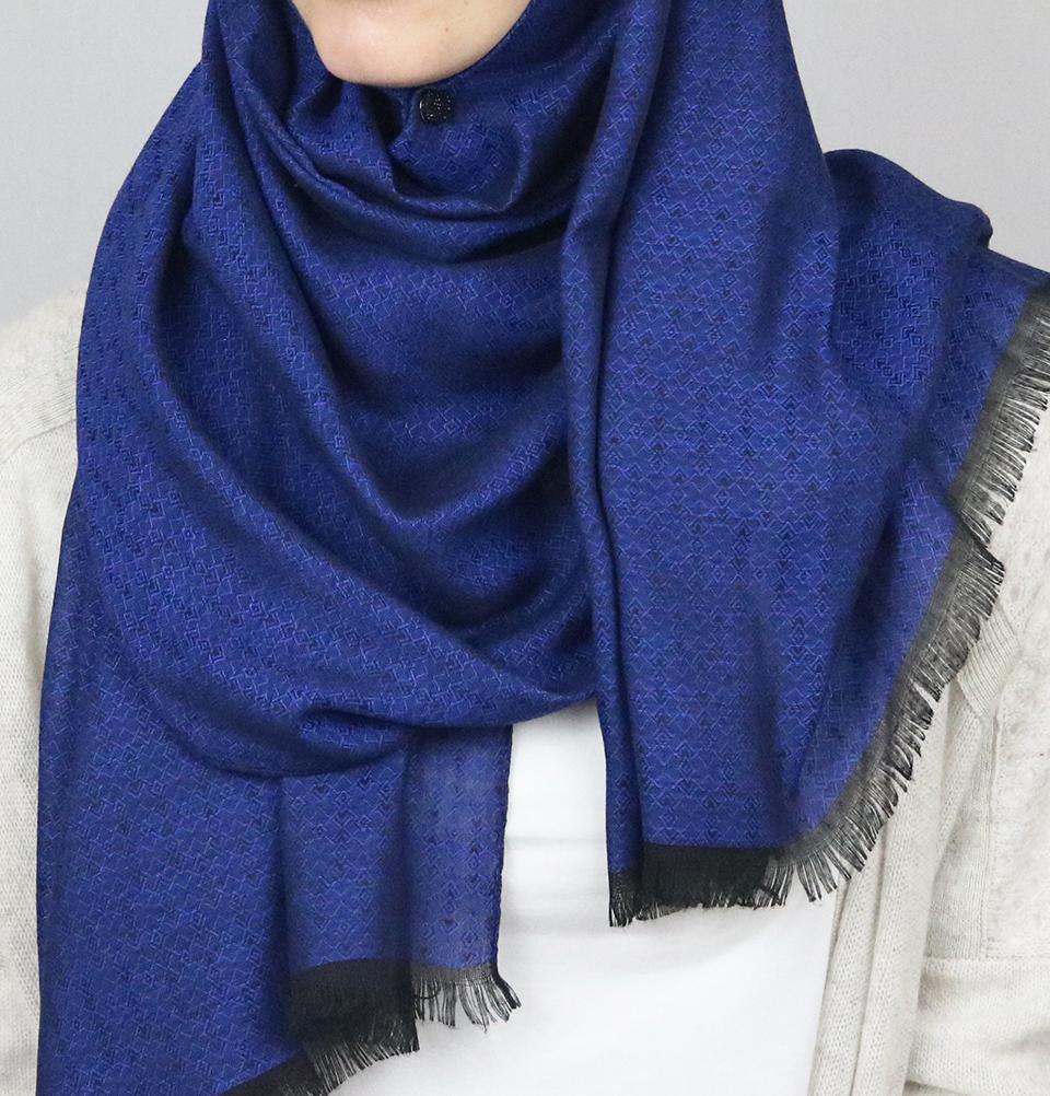 Aker Jacquard Hijab Shawl Royal Blue 1023BRL - Elegant Muslim Headscarf for Women, Lightweight & Breathable - Perfect for Daily Wear, Prayer, and Special Occasions