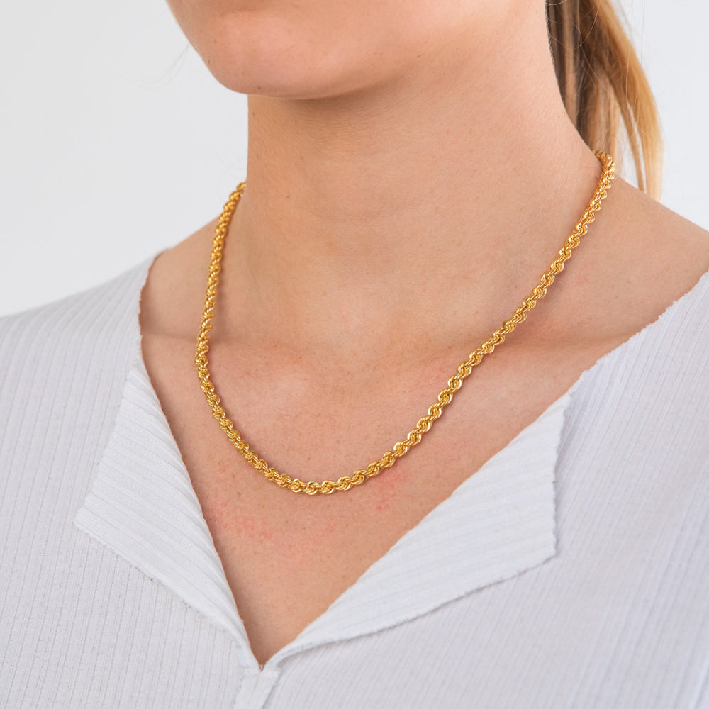 9ct Gold Filled Rope Chain Necklace - 50cm Length, 80 Gauge Thickness - Elegant Jewelry for Women, Perfect for Layering, Gift Giving & Everyday Wear