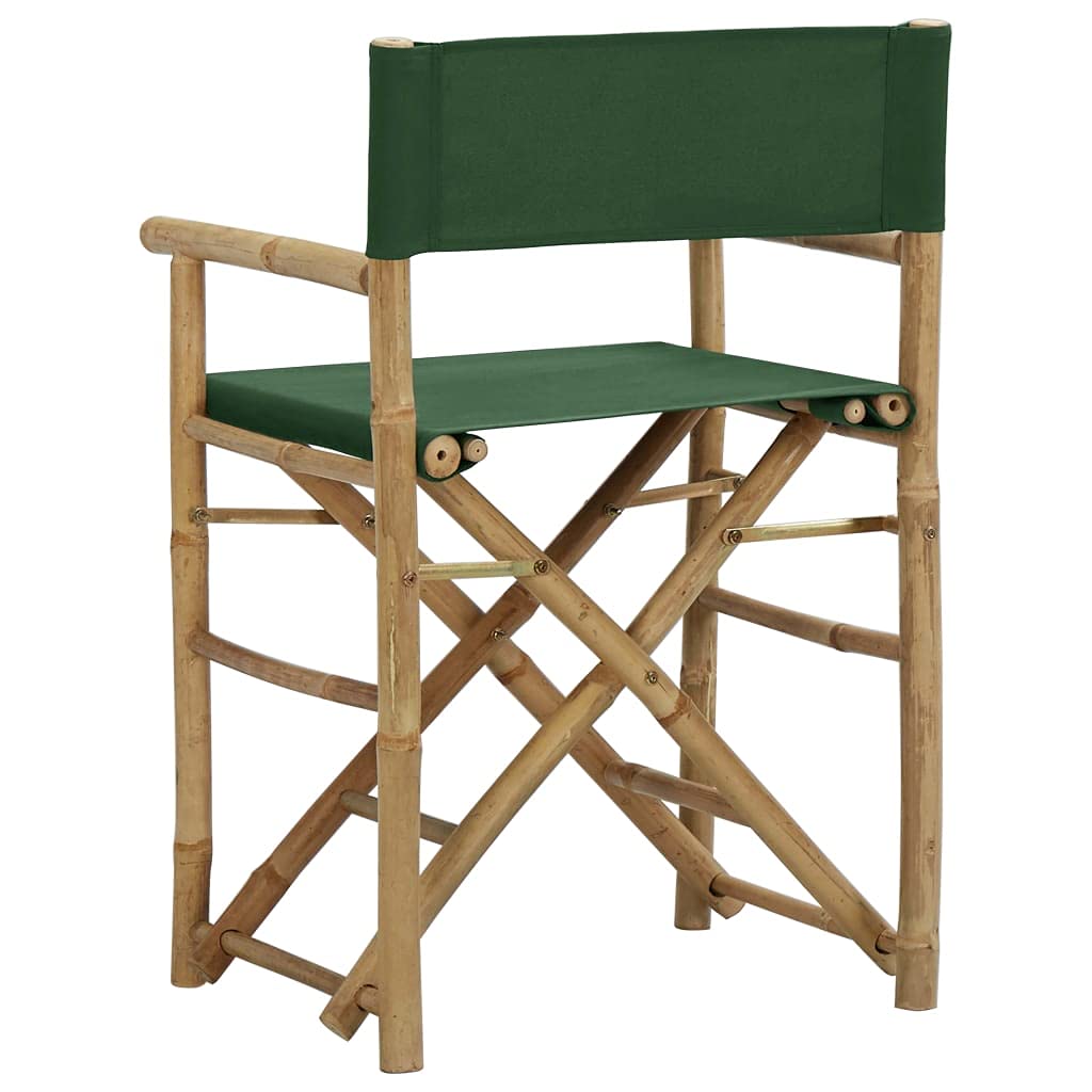 2-Pack Folding Director's Chairs - Bamboo Frame Outdoor Folding Chairs with Fabric Seat - Portable Foldable Armchairs for Camping, Beach, Poolside, Deck, and Patio Use - Quick Shipping from USA