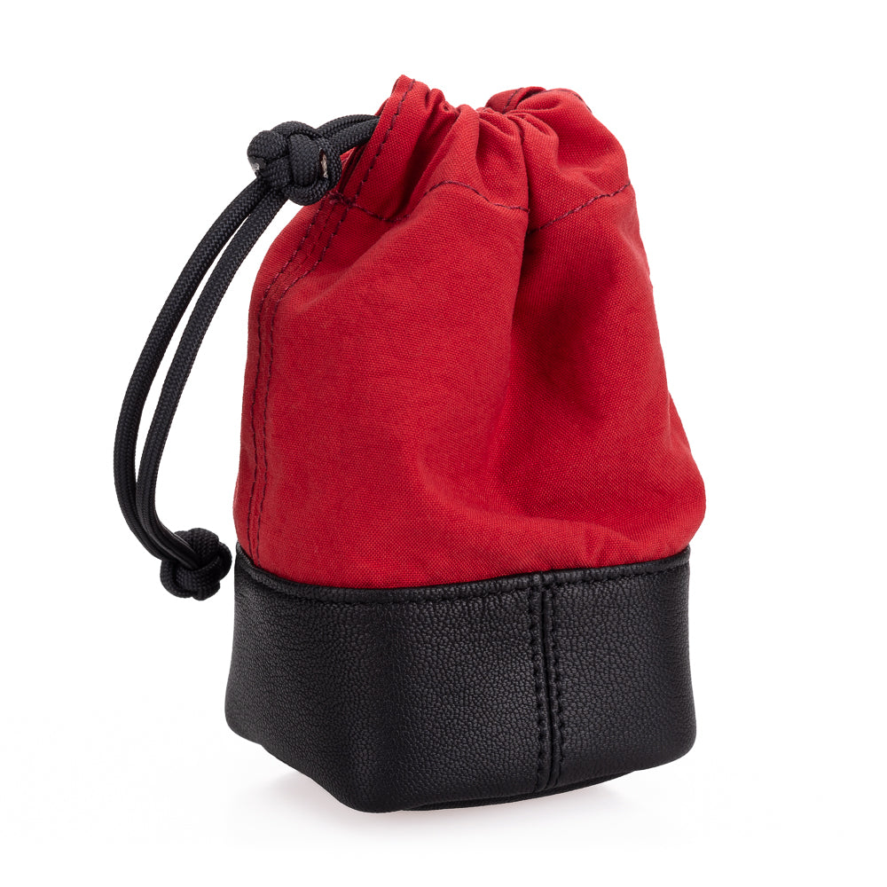 Artisan & Artist ACAMLP 140 Medium Lens Pouch - Premium Fabric & Leather Camera Accessory for DSLR & Mirrorless (Red/Black) - Perfect for Travel, Photography & Gear Protection