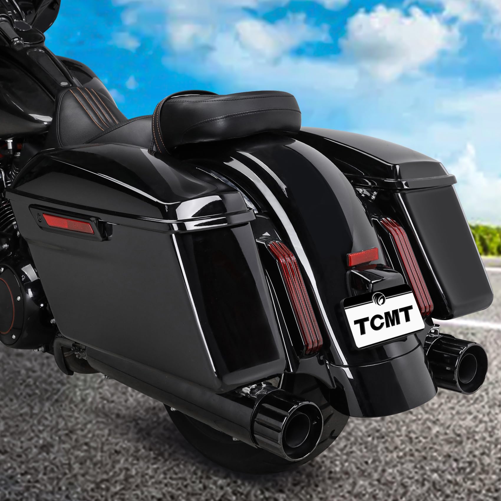 Premium TCMT Hard Saddlebags for Harley Touring (2014-2023) - Waterproof Motorcycle Luggage with Black Latch Lid, Key Lock & Carpet Liner - Compatible with Street Glide, Road Glide, Road King, Electra Glide Ultra Limited FLHR FLHX - Perfect for Long-Distance Rides and Road Trips