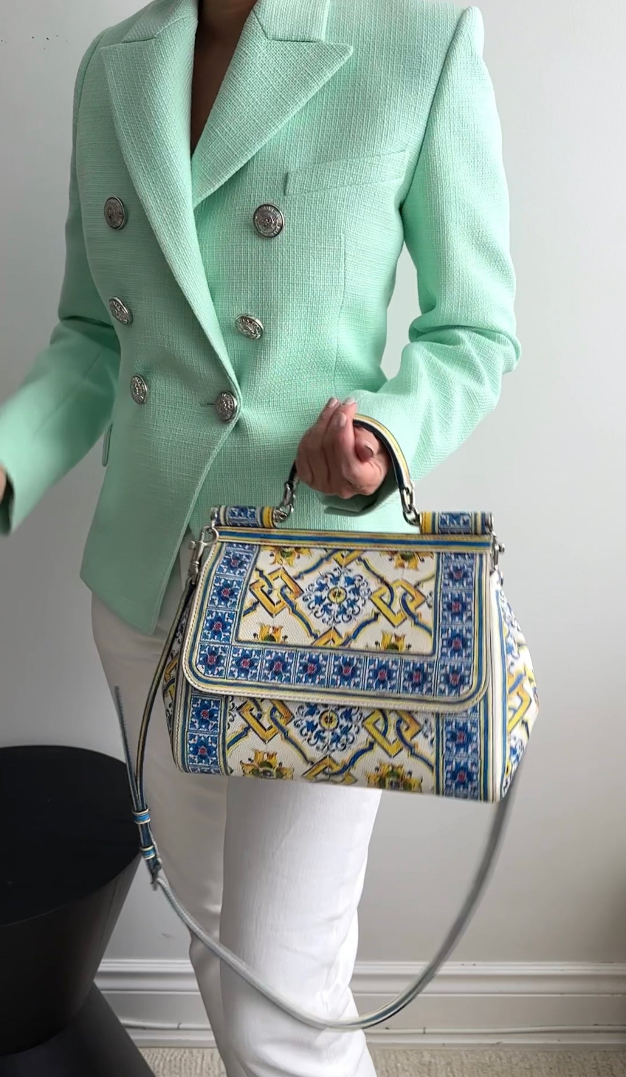 Dolce & Gabbana Medium Miss Sicily Majolica Tile Shoulder Bag - Elegant Italian Designer Handbag for Women, Perfect for Parties, Weddings & Special Occasions