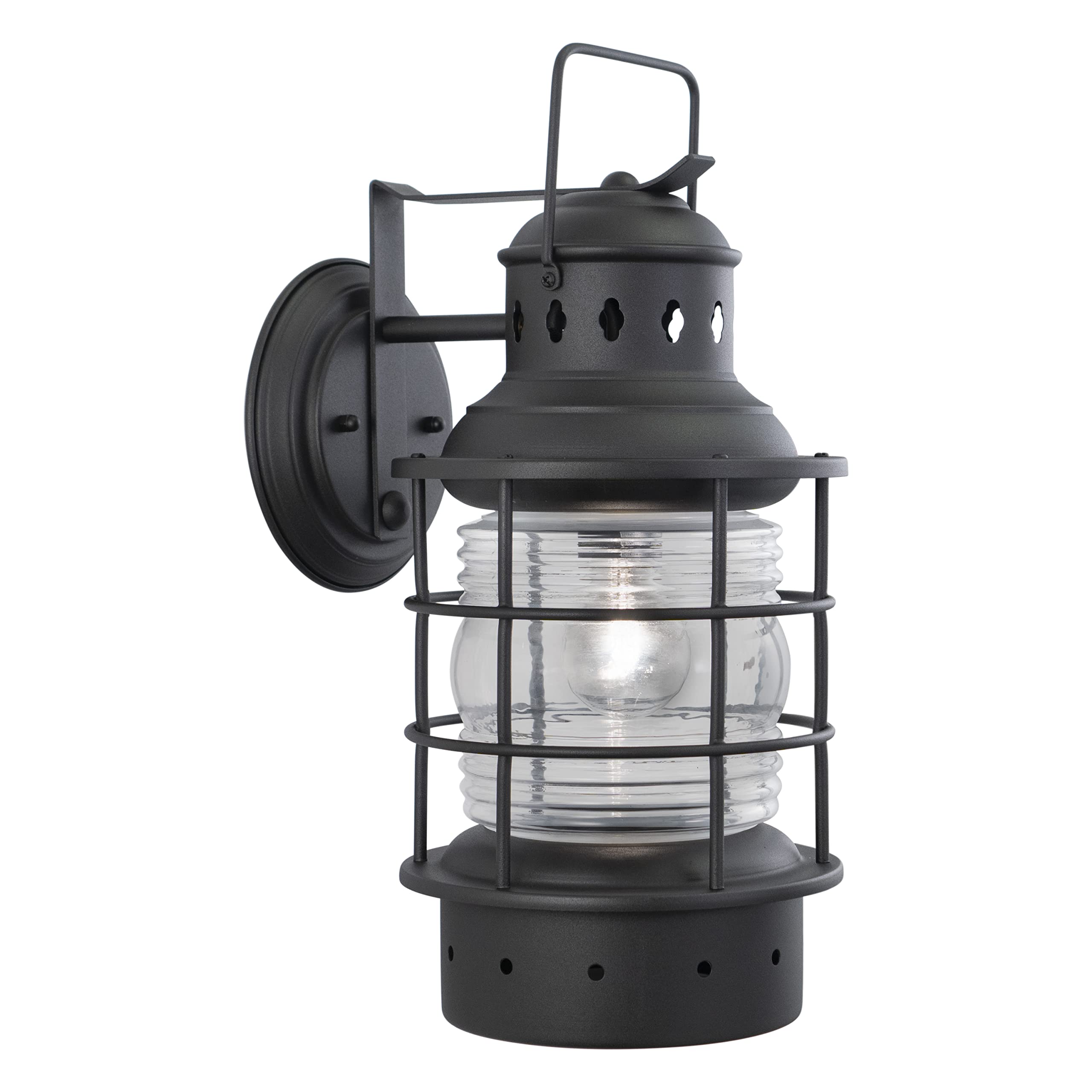 VAXCEL Hyannis 1-Light Black Coastal Outdoor Wall Lantern with Clear Glass - Perfect for Porch, Patio, and Beach House Exterior Lighting