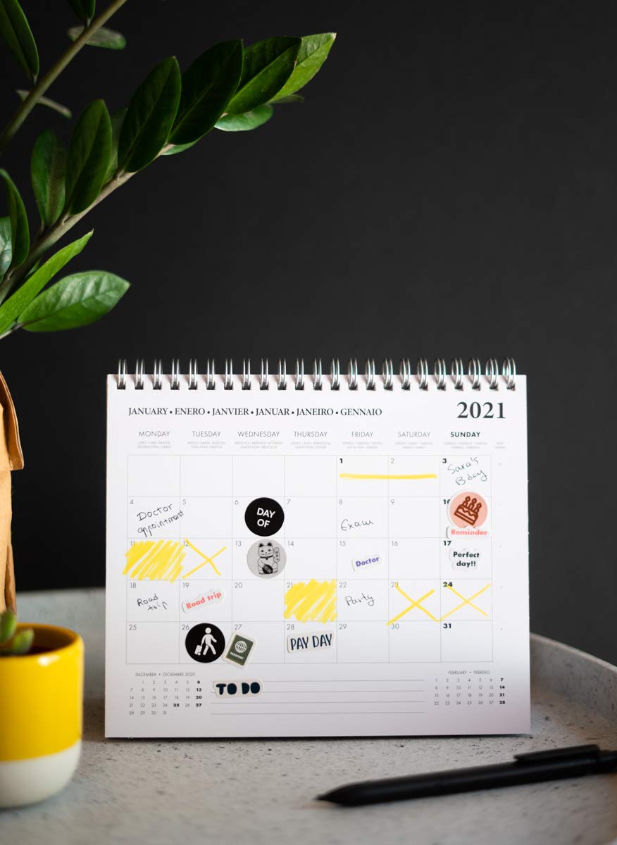 The Beatles 2021 Desk Calendar - Official Licensed 12-Month Wall & Desktop Planner with Famous Album Covers - Perfect for Office, Home Decor & Beatles Fans Gift