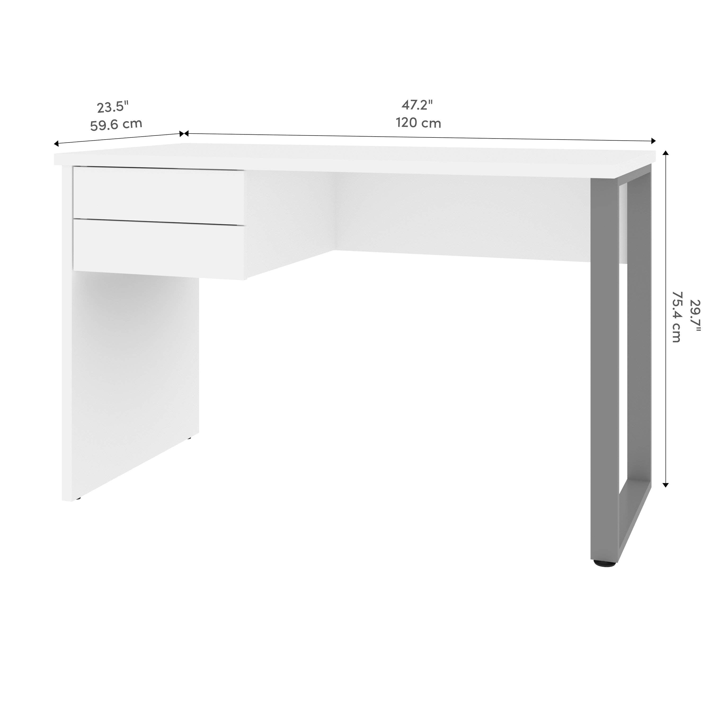 Solay 48W Reversible Small Table Desk with U-Shaped Metal Legs - 2 Color Options | Compact Study Desk for Dorm, Office & Small Spaces
