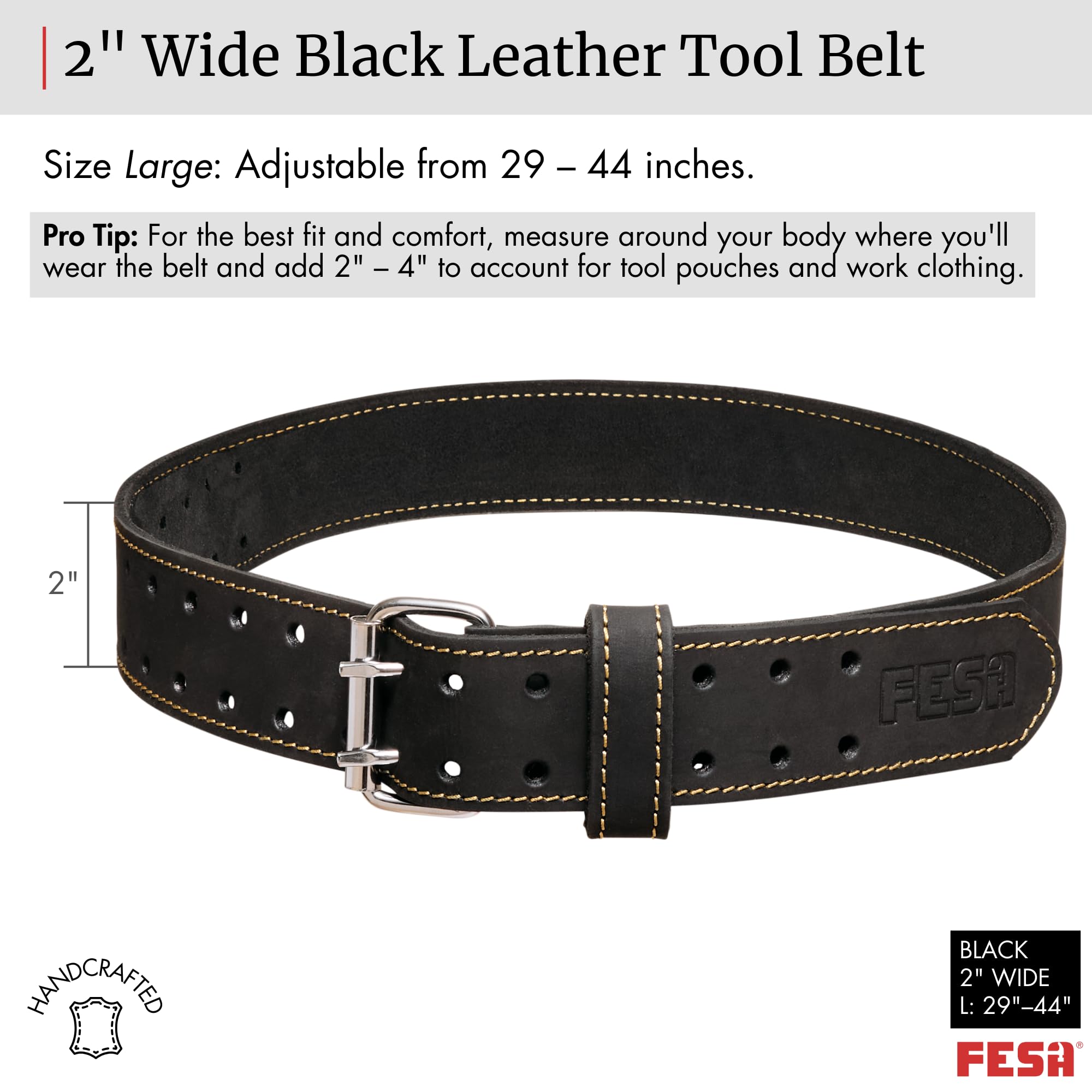 Premium Handcrafted Men's Leather Tool Belt - Heavy Duty Top Grain Leather Carpenter Belt with Multiple Pockets for Construction Workers, Electricians & DIY Enthusiasts | Ideal for Woodworking, Home Renovation & Professional Job Sites