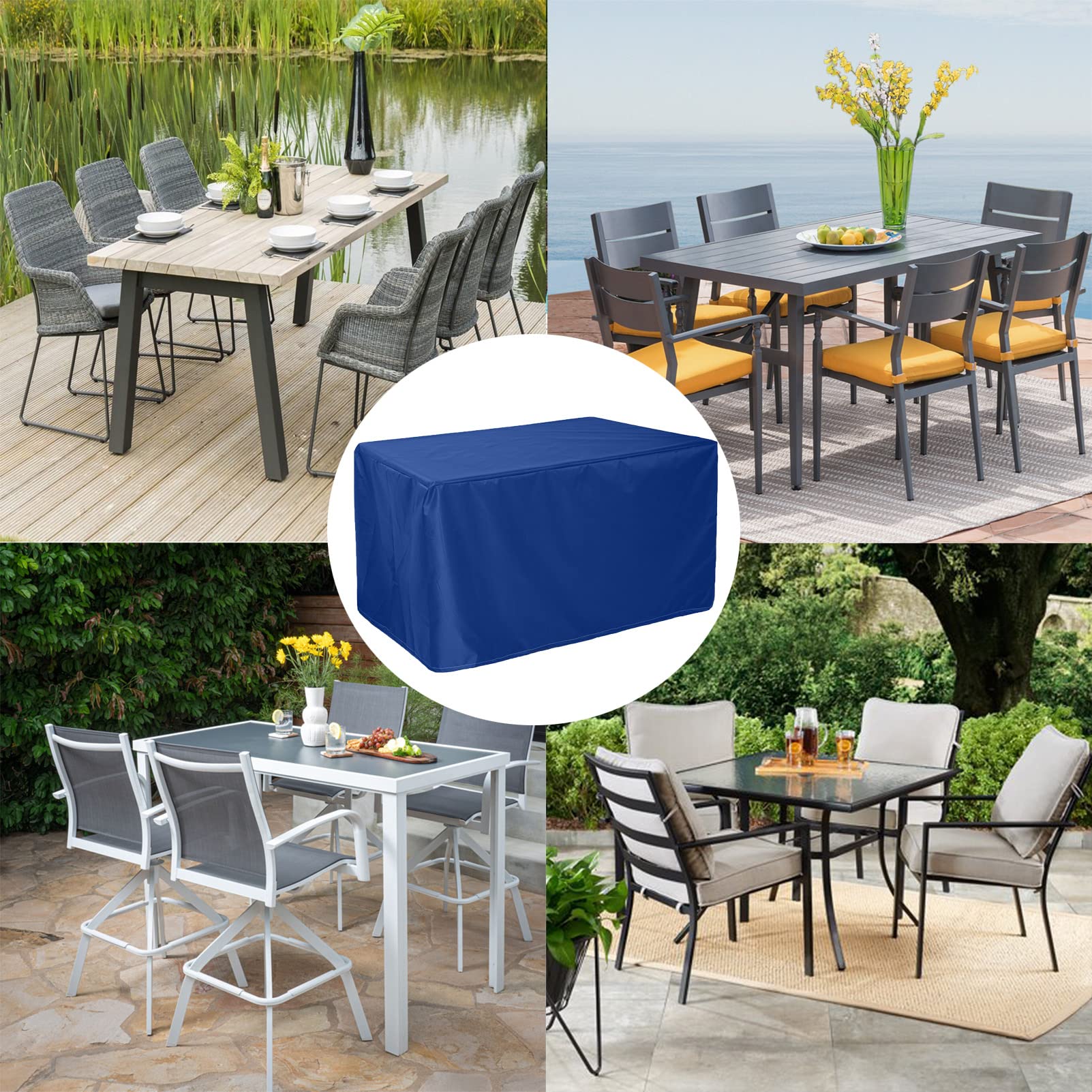 Waterproof 51x51x27in Cube Garden Furniture Covers - Heavy Duty Tear Resistant Oxford Fabric for Outdoor Patio Tables - Windproof Rattan Furniture Protection - Perfect for Patio, Deck, and Backyard Use