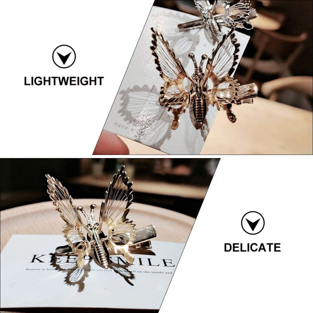 Amosfun 3-Piece Butterfly Hair Clips with Moving Crystal Rhinestones - Elegant French Side Hair Pins for Women, Perfect for Parties, Weddings and Daily Hair Accessories