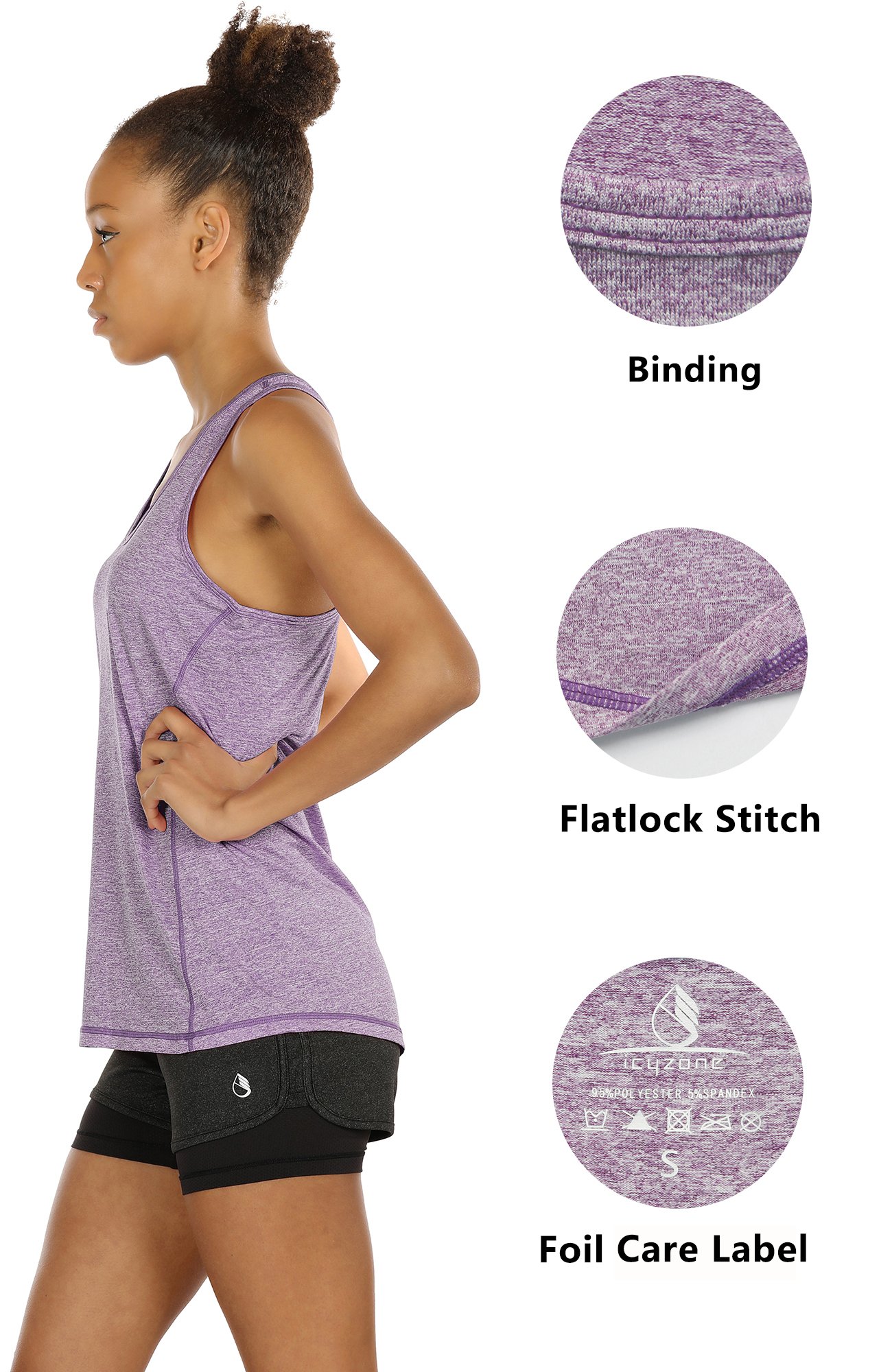 Icyzone Women's Workout Tank Tops - Breathable Racerback Athletic Yoga Shirts for Running, Gym & Exercise | Perfect for Yoga, HIIT, CrossFit & Casual Wear
