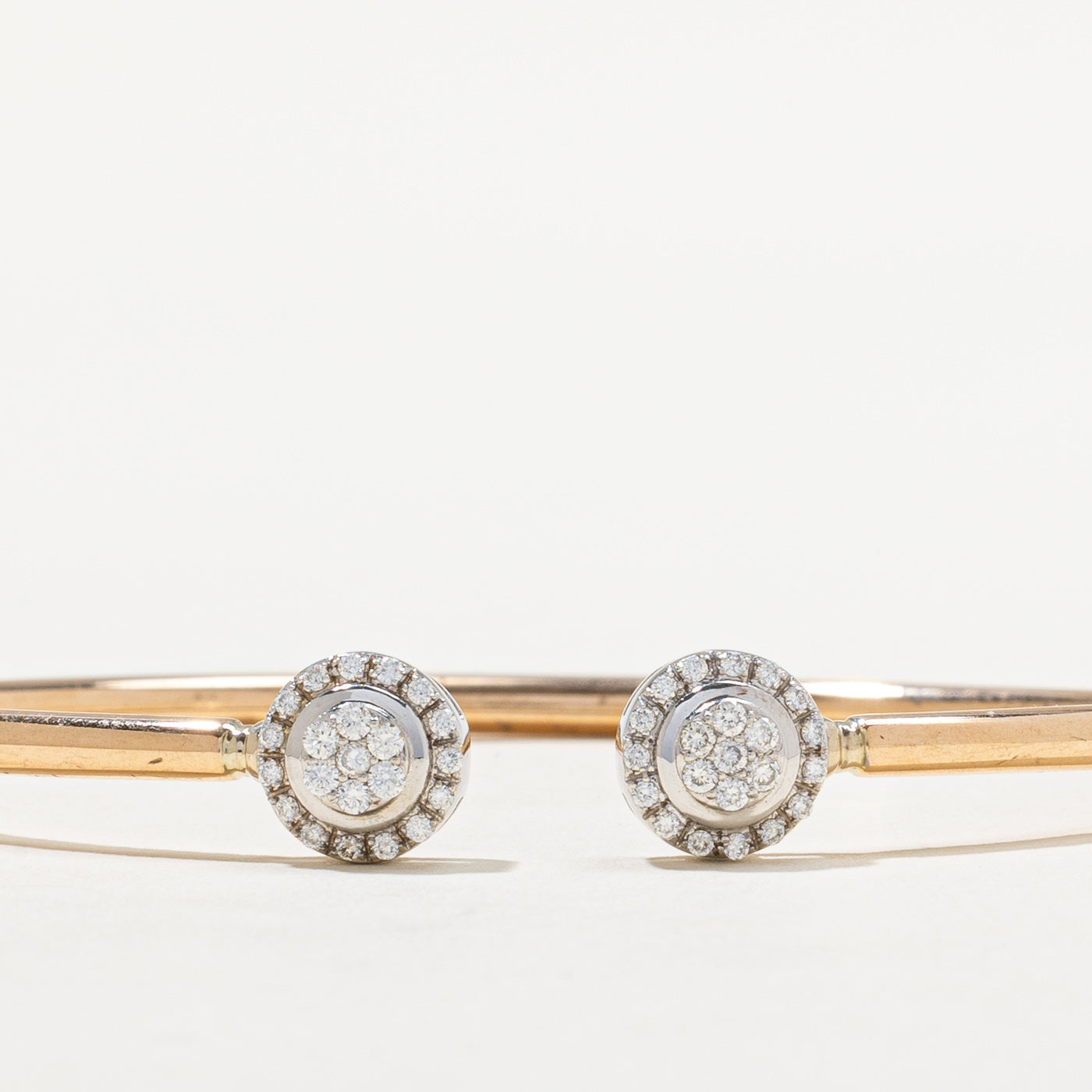 0.42ctw Diamond Halo Open Bangle Bracelet - 925 Sterling Silver Women's Jewelry for Wedding, Anniversary & Special Occasions