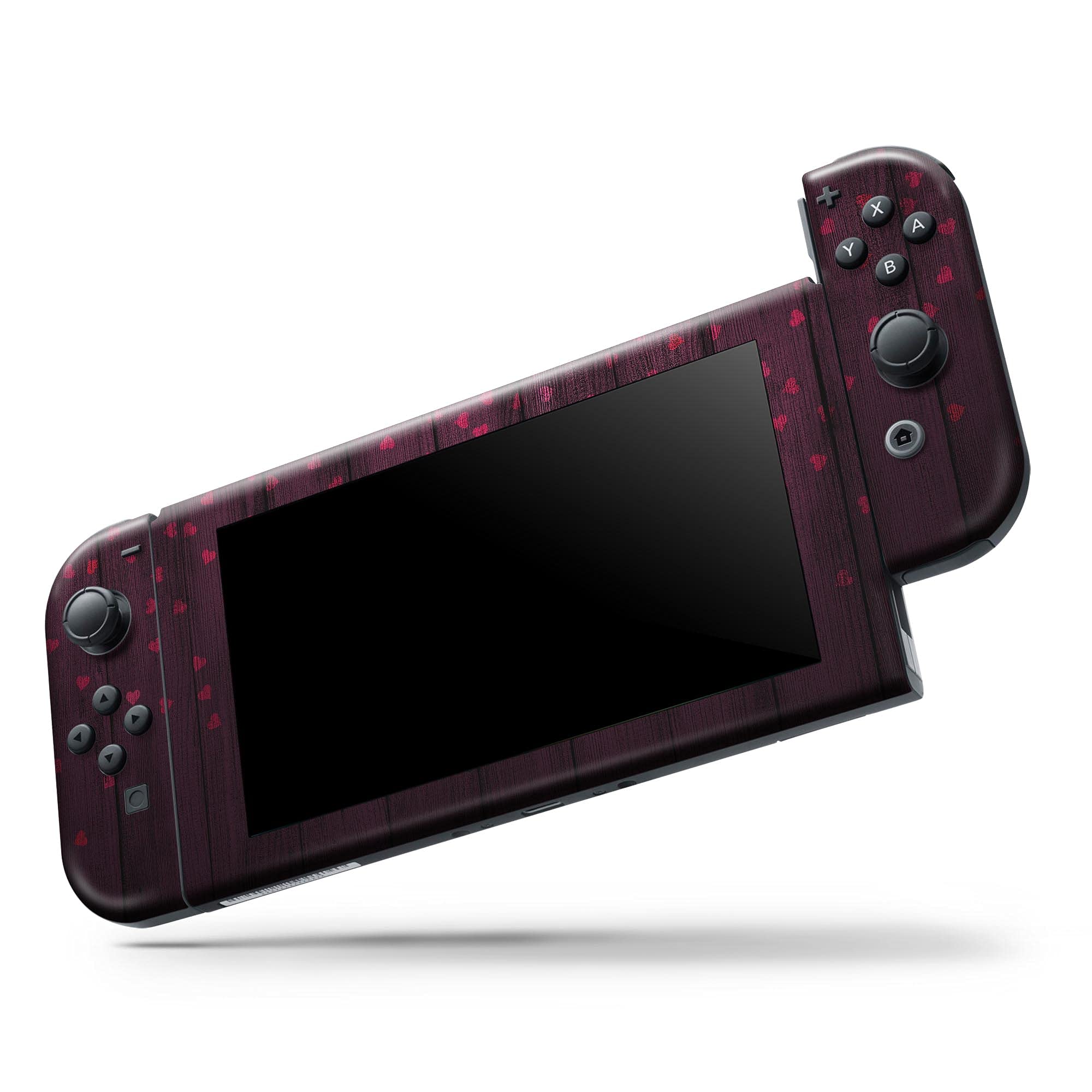 Nintendo Switch Pro Controller Skin - Scratch-Resistant Removable Vinyl Wrap Cover with Micro Hearts & Burgundy Wood Design | Protective Decal for Gaming Accessories | Perfect for Customizing Your Controller & Enhancing Grip During Gameplay