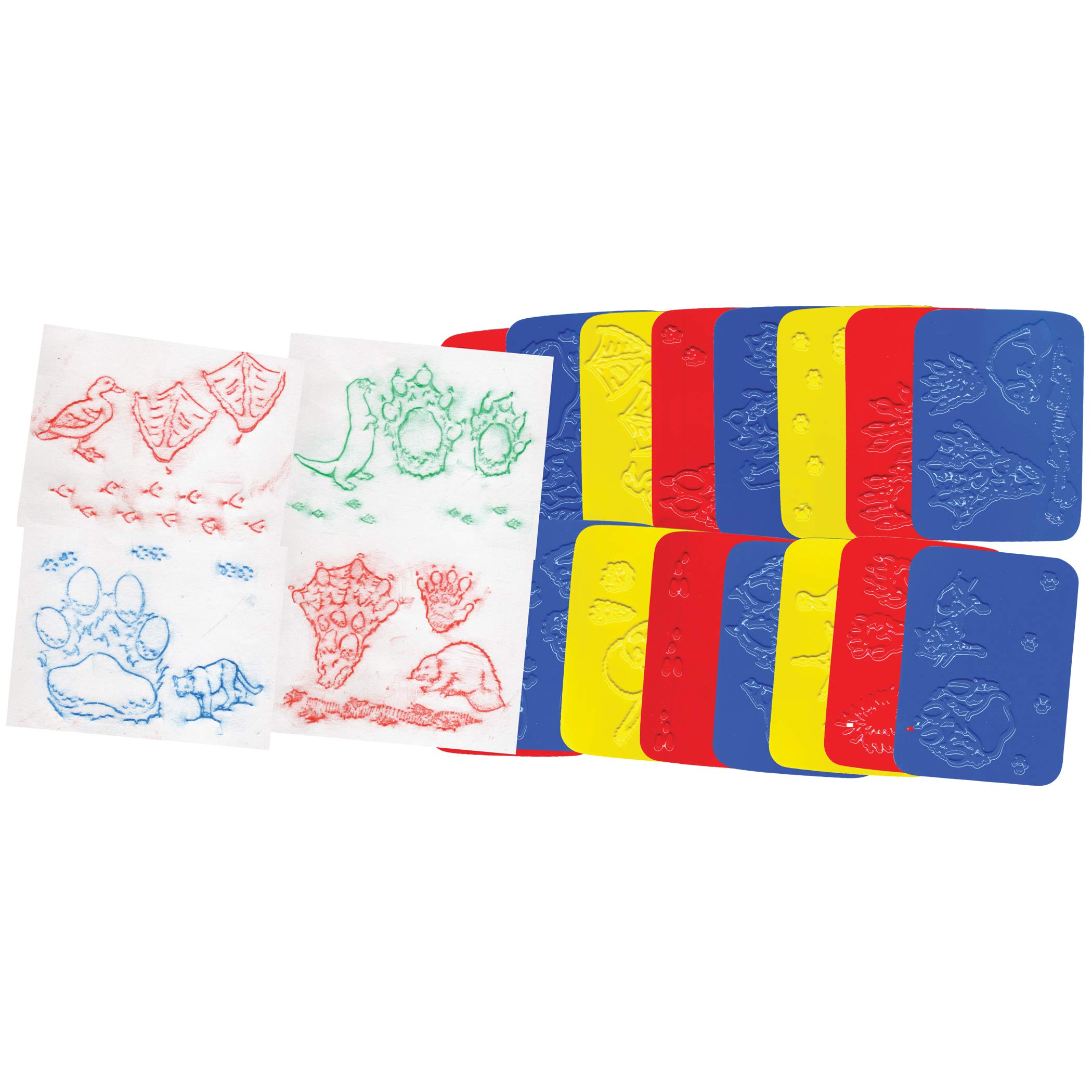16-Piece Animal Track Rubbing Plates Set for Kids - Nature Exploration & Outdoor Learning Activities - Perfect for Camping, Hiking & Wildlife Education