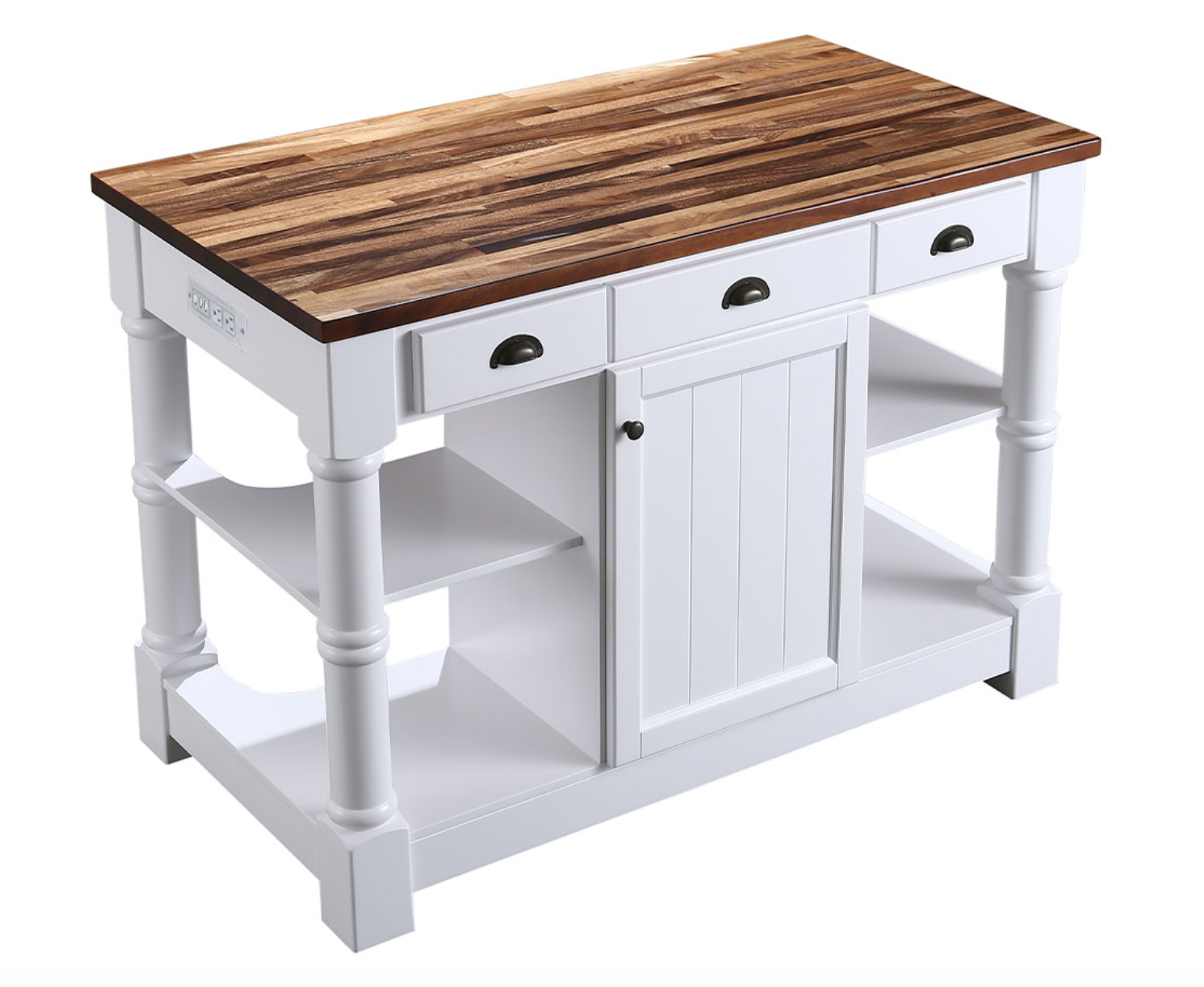 Design Element Monterey 52 Inch Kitchen Island with Dark Walnut Finish & White KD 03 52 W WD - Perfect for Modern Kitchens, Dining Areas & Home Entertaining Spaces
