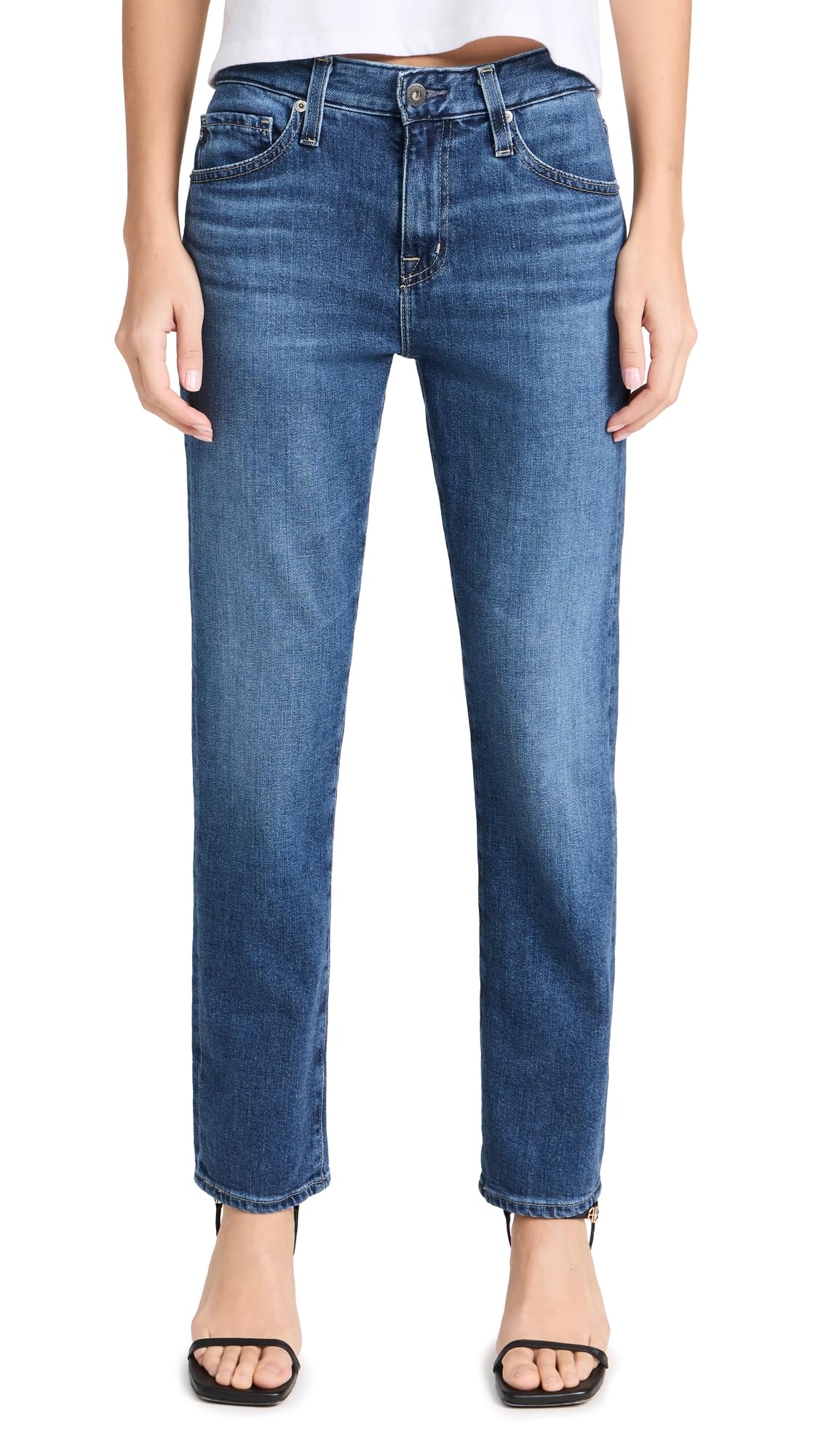 AG Adriano Goldschmied Women's Ex-Boyfriend Jeans - High Waist Distressed Denim Pants for Casual Wear & Everyday Outfits